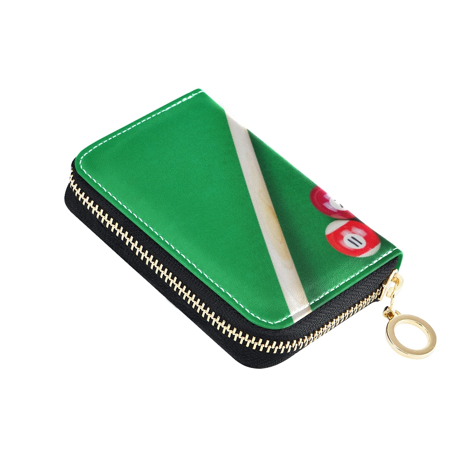RFID Blocking Leather Card Holder for Women - Compact Zipper Purse with Key Organizer & Coin Pocket | Stylish Billiard Ball Design | Perfect for Travel, Work & Everyday Use