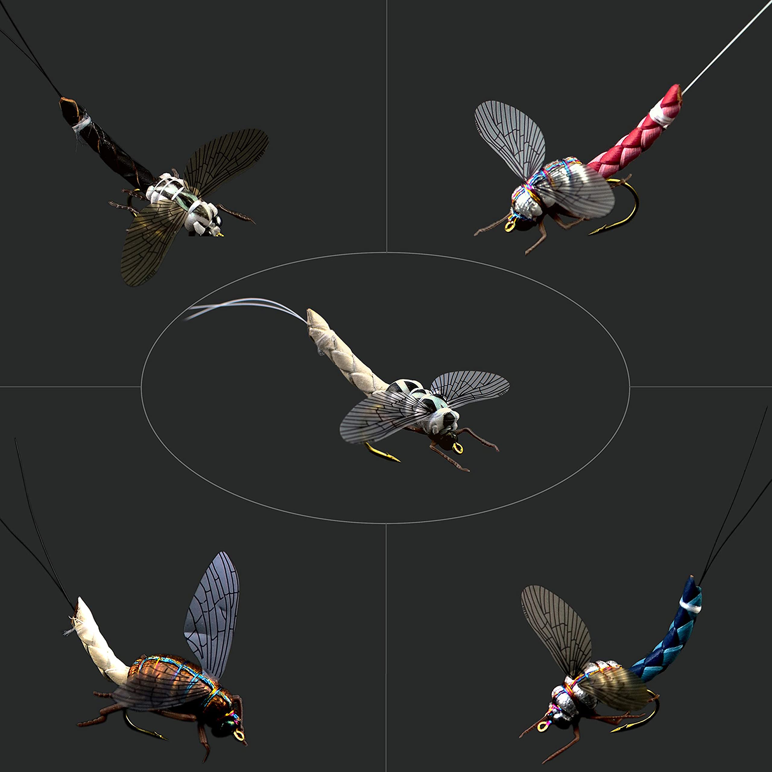 Premium Fly Fishing Flies Kit with Fly Box - Assorted Nymphs, Dry Flies, Wet Flies & Streamers - Realistic Hand-Tied Flies for Trout, Bass & Salmon Fishing