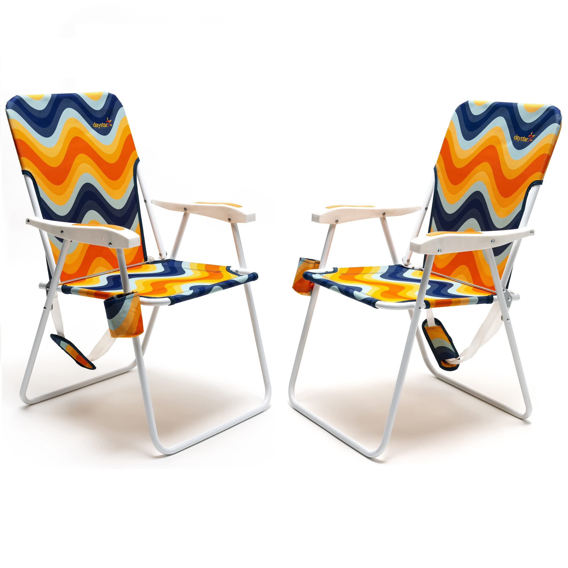 **SUNNYFEEL Heavy Duty Tall Folding Beach Chair for Adults - Lightweight Portable Sand Chair with Cup Holders, Supports 300 lbs - Perfect for Camping, Outdoor Travel, Picnics, Concerts & Sports**
