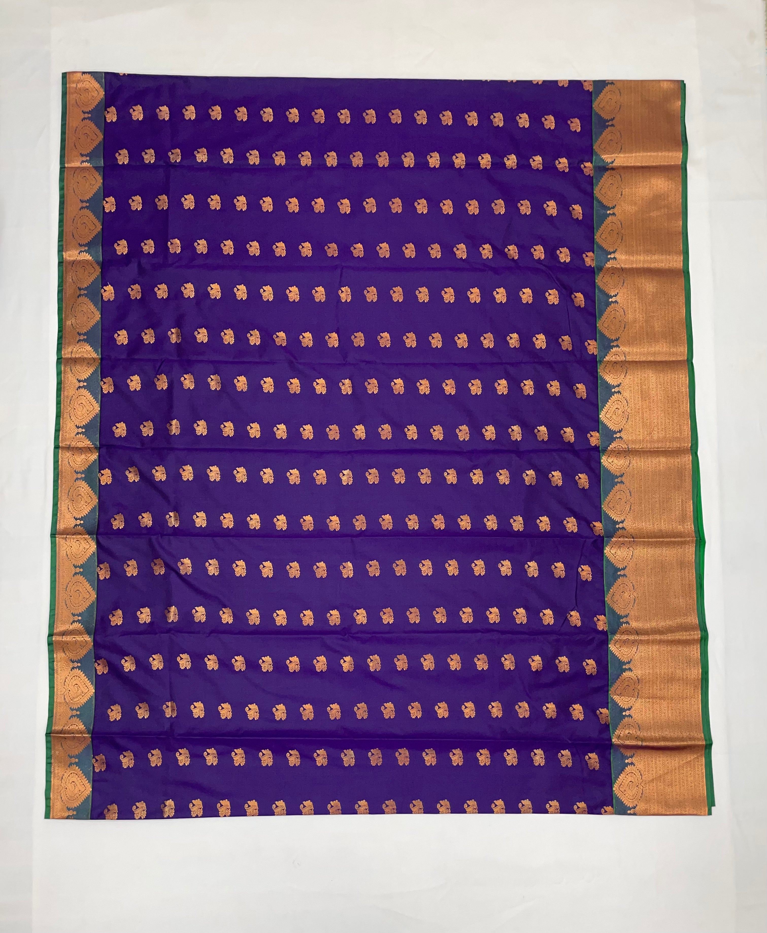 Elegant Navy Blue Pure Kanchi Silk Saree with Golden Zari for Women | Traditional Indian Attire for Weddings & Festivals