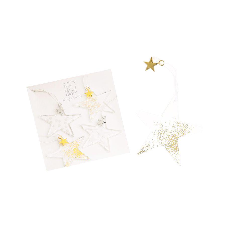 NANKAI TSUSHO Christmas Glass Star Ornament 9.5cm - Stardust Design (38g) for Holiday Tree Decorations & Festive Home Decor
