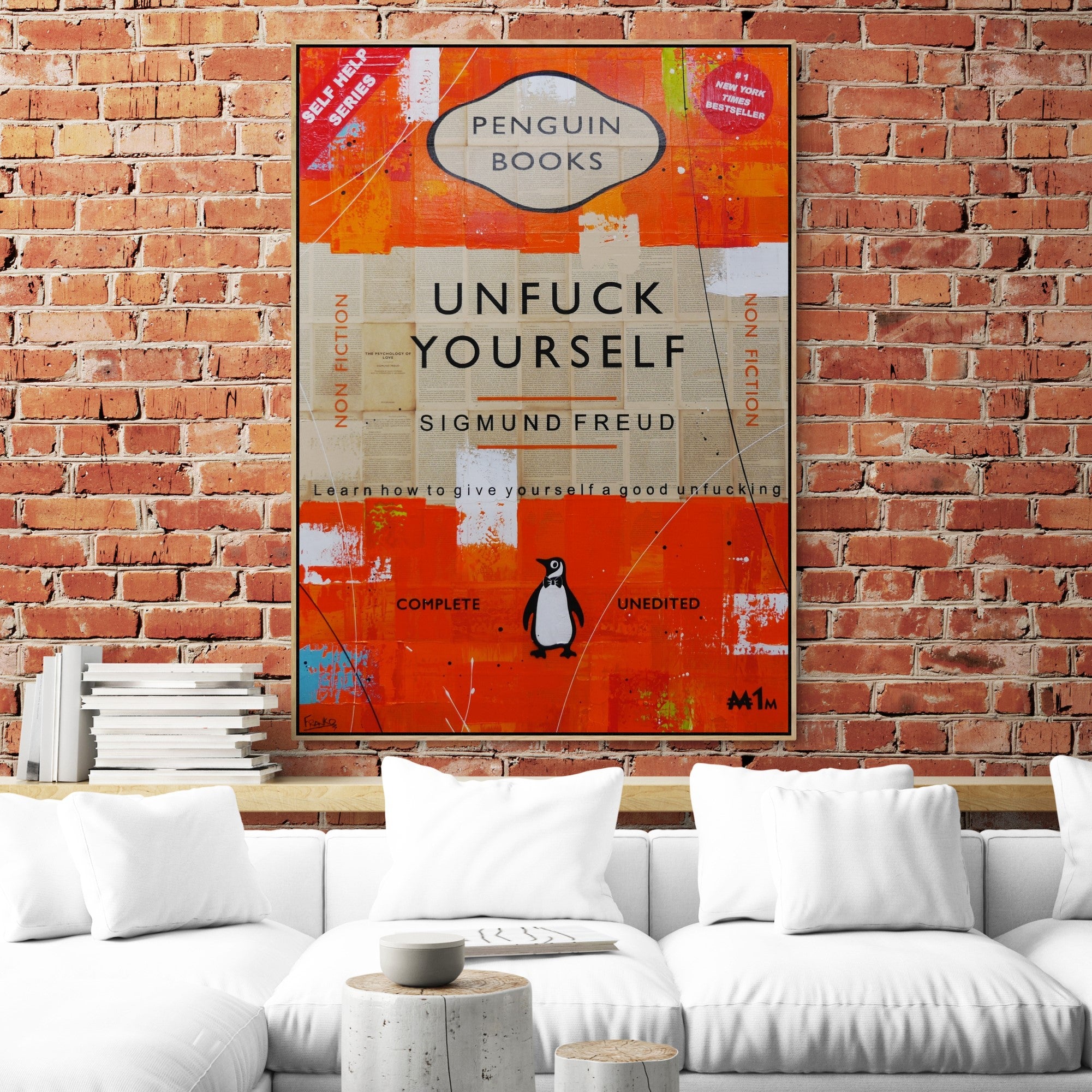 140cm x 100cm Unfuck Yourself Motivational Wall Art - Urban Pop Book Club Painting for Home Office Decor & Self-Improvement Inspiration