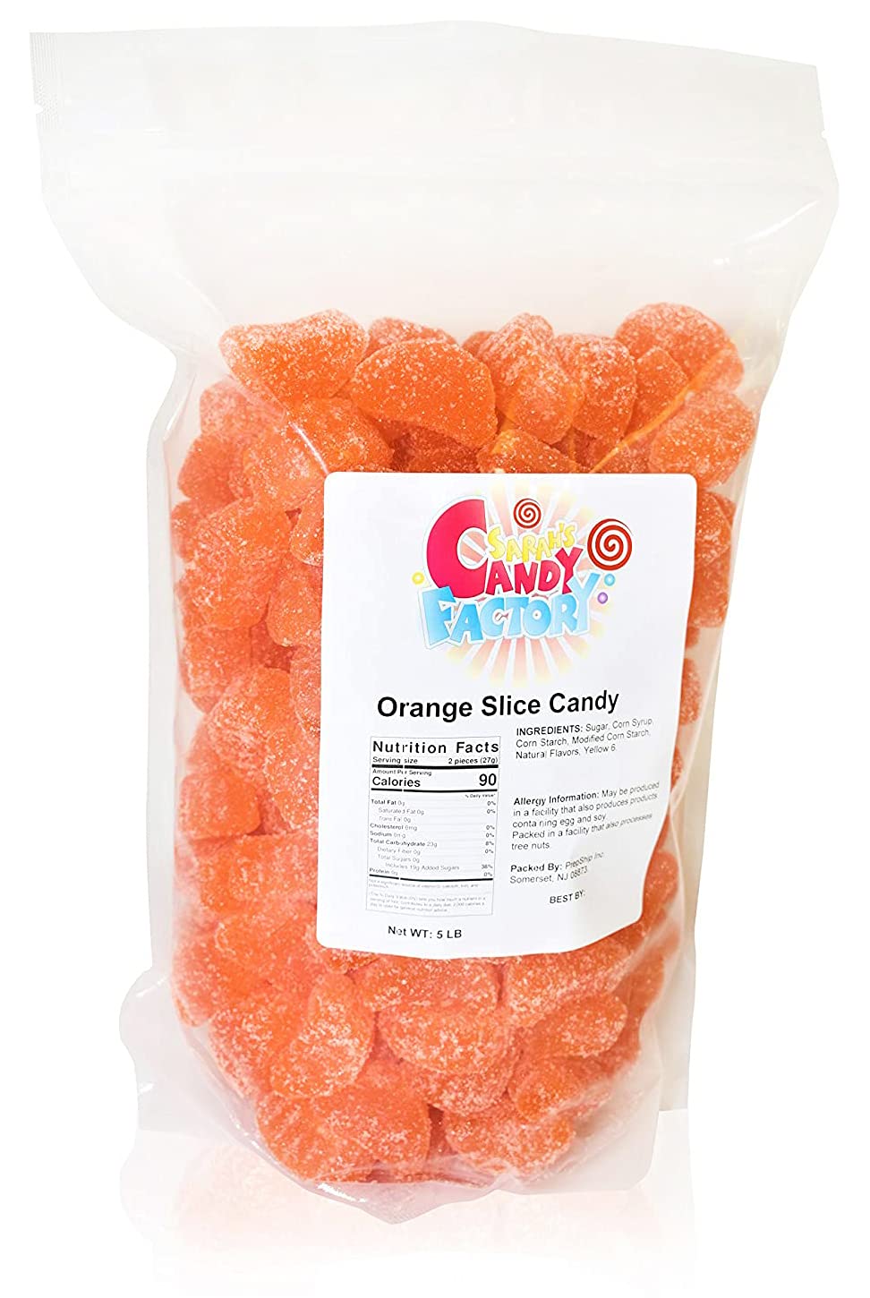 Sarah's Candy Factory Orange Slice Candy 5 Lbs Bulk Bag - Sweet & Tangy Orange Flavored Candy for Parties, Baking & Gift Giving