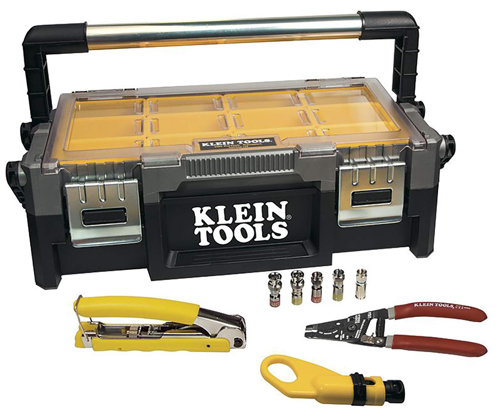 Klein Tools VDV011-832 VDV ProTech Coaxial Kit - Complete Coaxial Cable Installation Tool Set for Network & TV Setup | Professional Cable Crimping & Stripping Tools for Electricians & DIY Home Projects