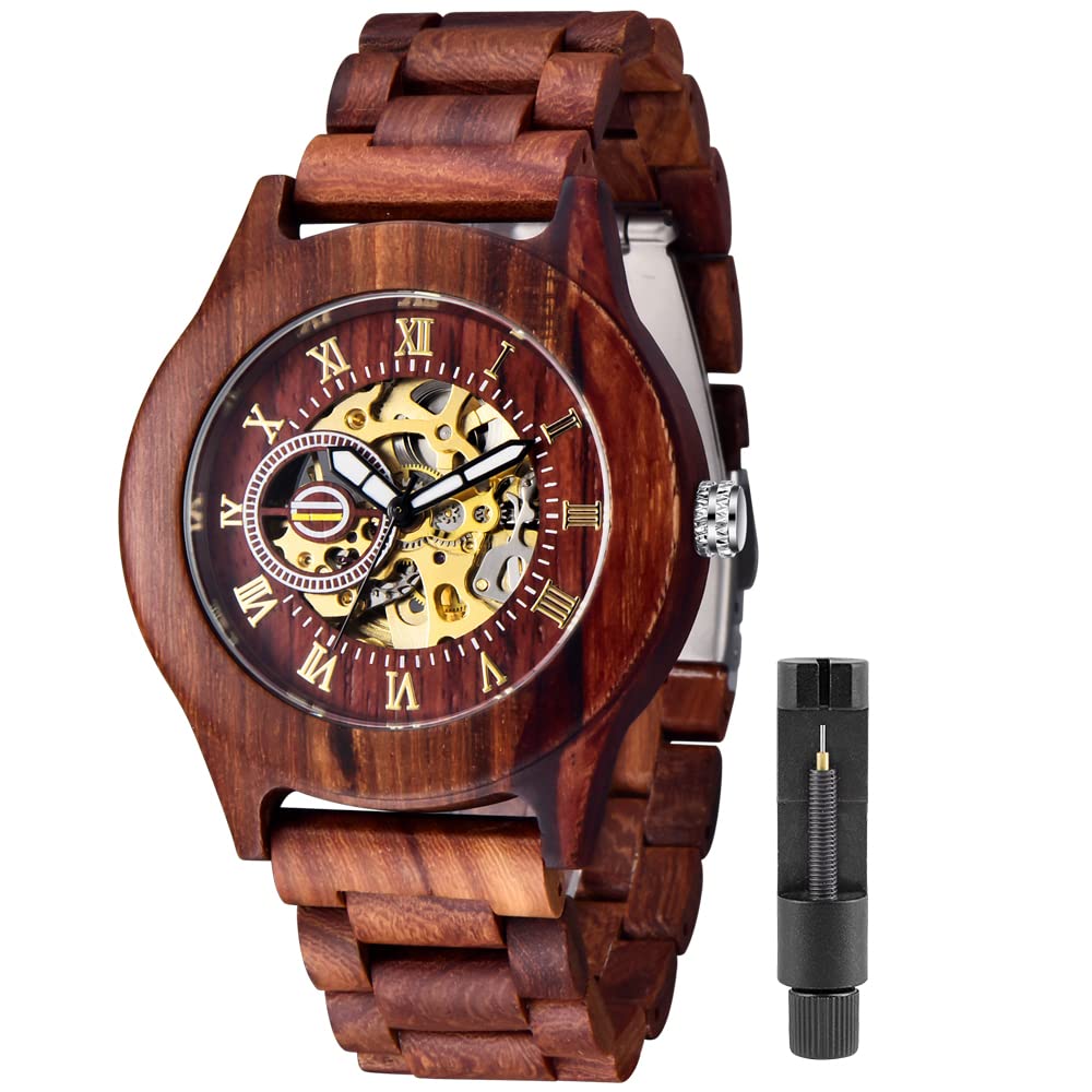 Wooden Watch for Men - Mechanical Movement & Wooden Strap | Gift for Father's Day & Birthday