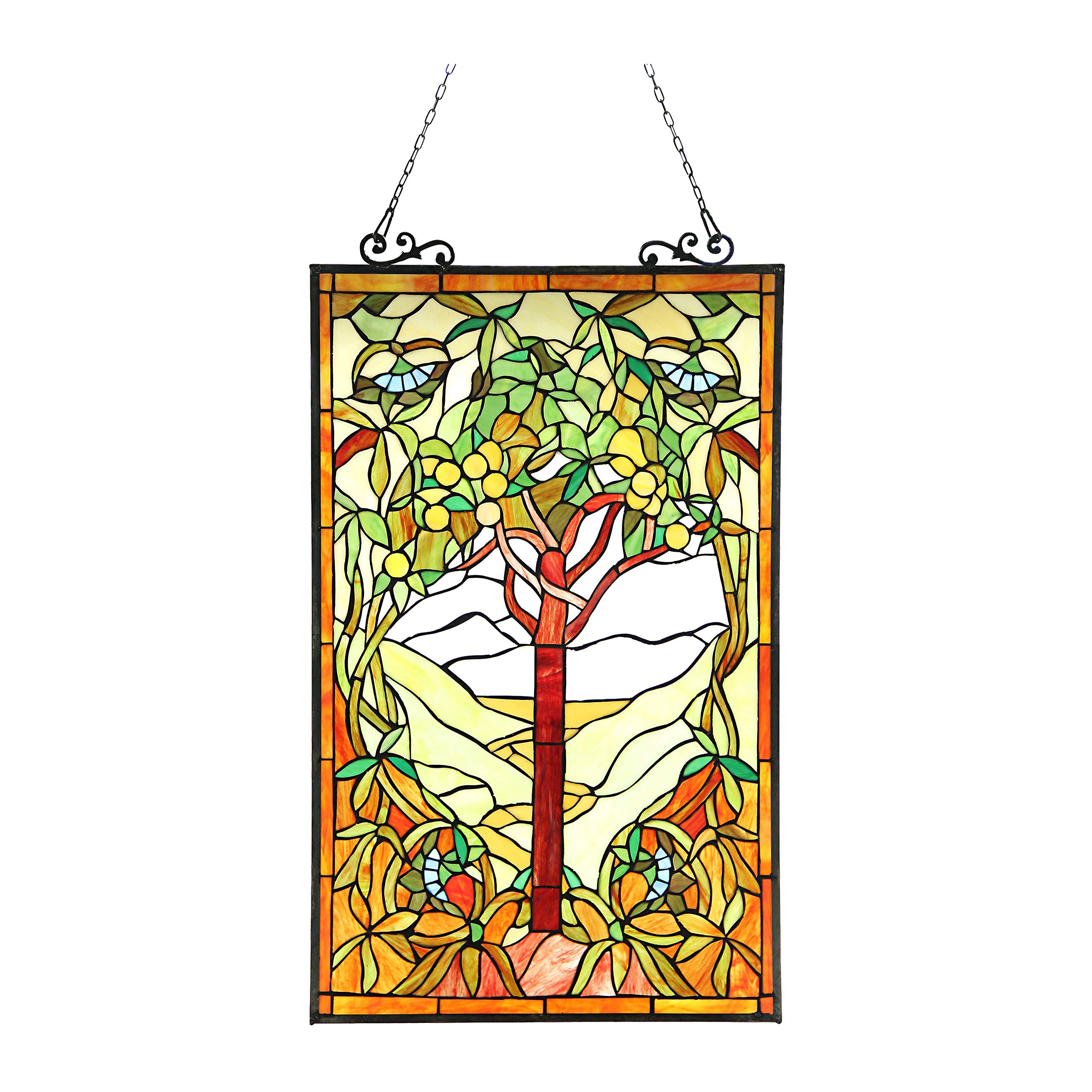 Tiffany Glass Fruits of Life Stained Glass Window Panel 20x32 Inch - Perfect for Church, Home Decor & Gift Giving