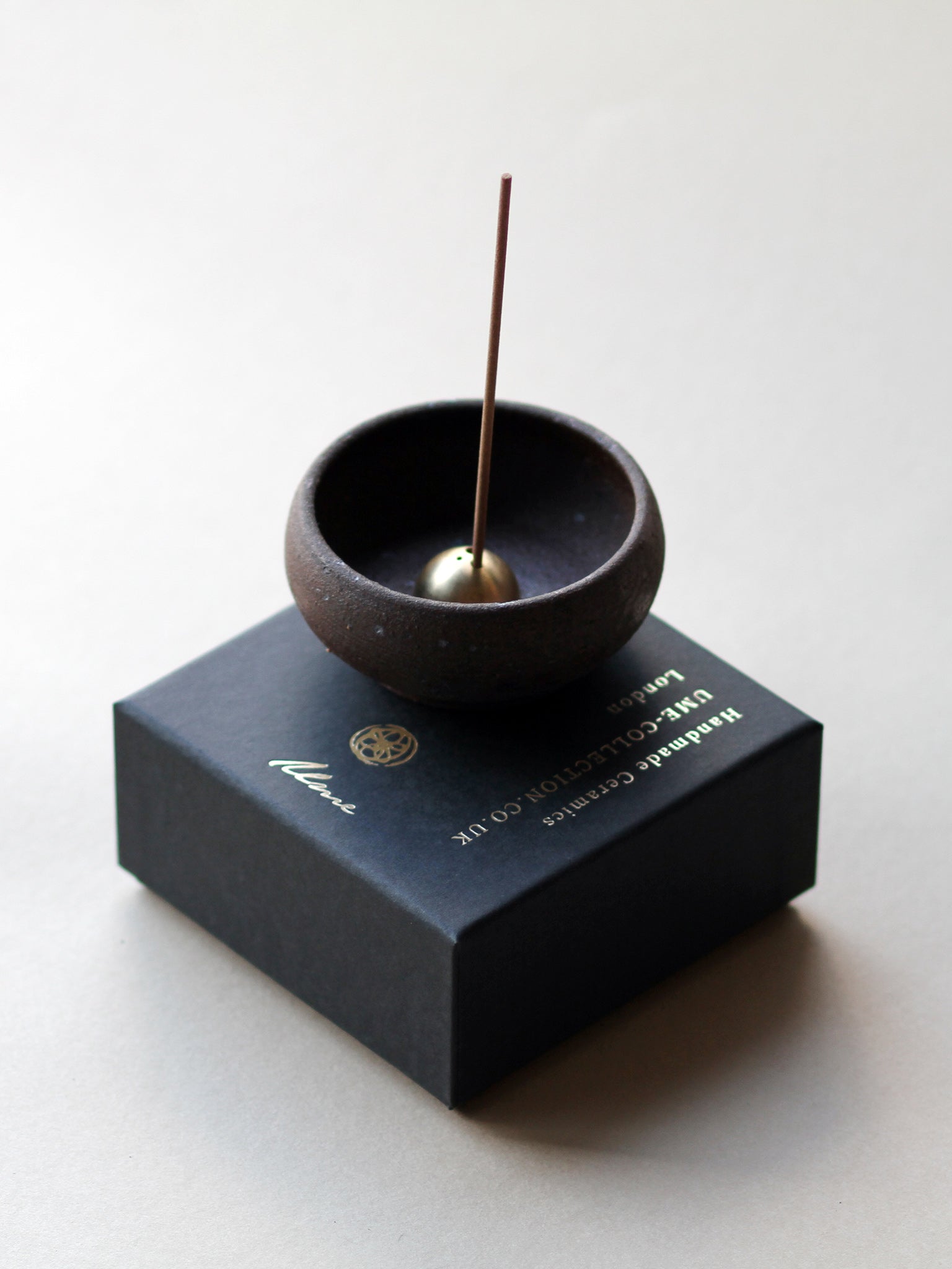 Ume Collection Wabi Sabi Ceramic Incense Bowl - Handmade Mud Clay Burner for Meditation, Yoga & Home Decor