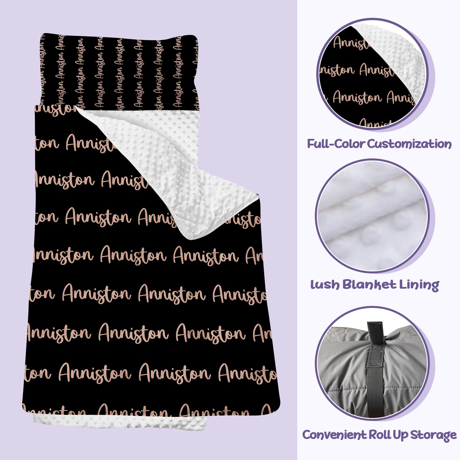 Personalized Duckbe Toddler Nap Mat for Daycare & Preschool - Portable Kids Sleeping Bag with Pillow & Blanket - Custom Name Kindergarten Nap Mat for Travel, Camping & Classroom Use - Black & Pink Options