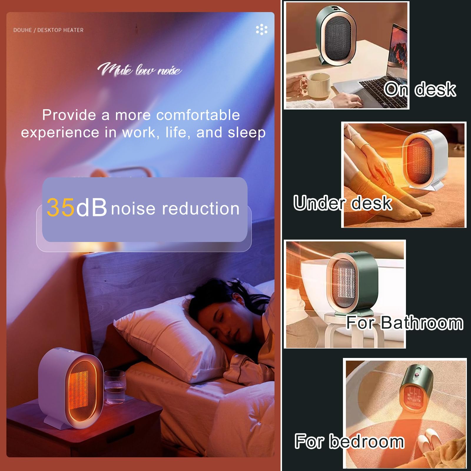 Best Electric Space Heaters for Indoor Use - 1000W Portable Small Room Heater with Fan for Bedroom, Bathroom & Camping | Quiet Mini Heater for Office Under Desk, Table - Covers 300 Sq Ft - Perfect for Home, Office & Travel