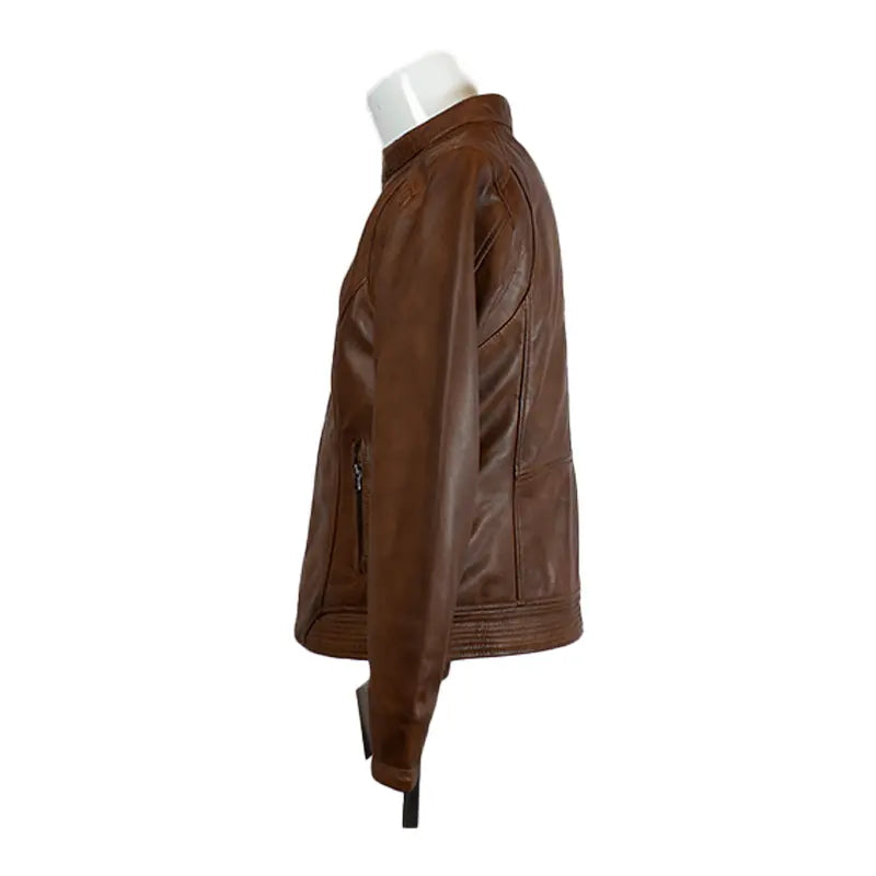 BOL Women's Waxed Sheep Leather Jacket - Vintage Biker Style, Warm & Durable, Perfect for Motorcycle Riding, Casual Outfits & Fall/Winter Fashion