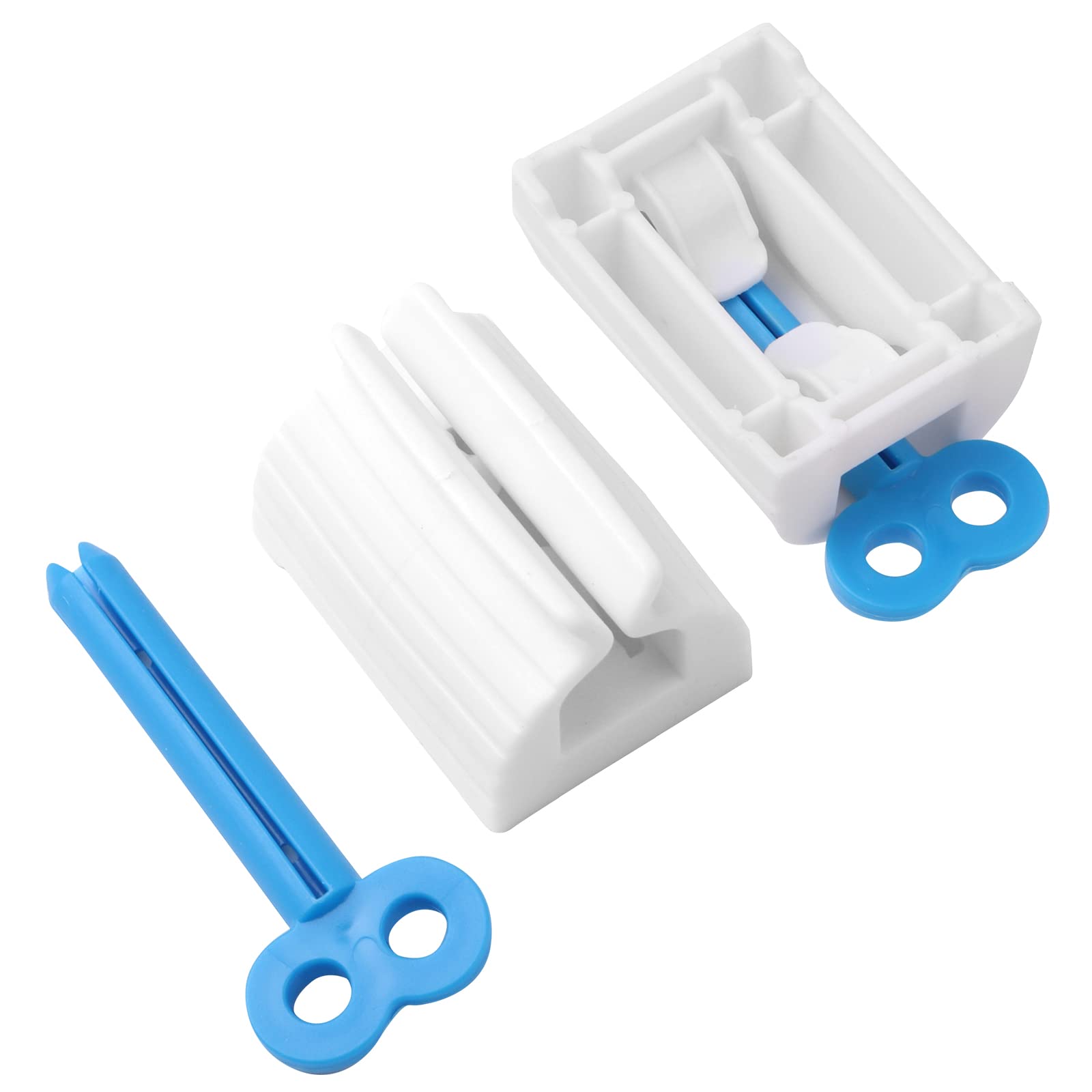 3-Pack Rolling Tube Toothpaste Squeezer & Holder Stand - Space-Saving Bathroom Organizer (Blue) - Perfect for Small Bathrooms, Travel & Vanity Organization