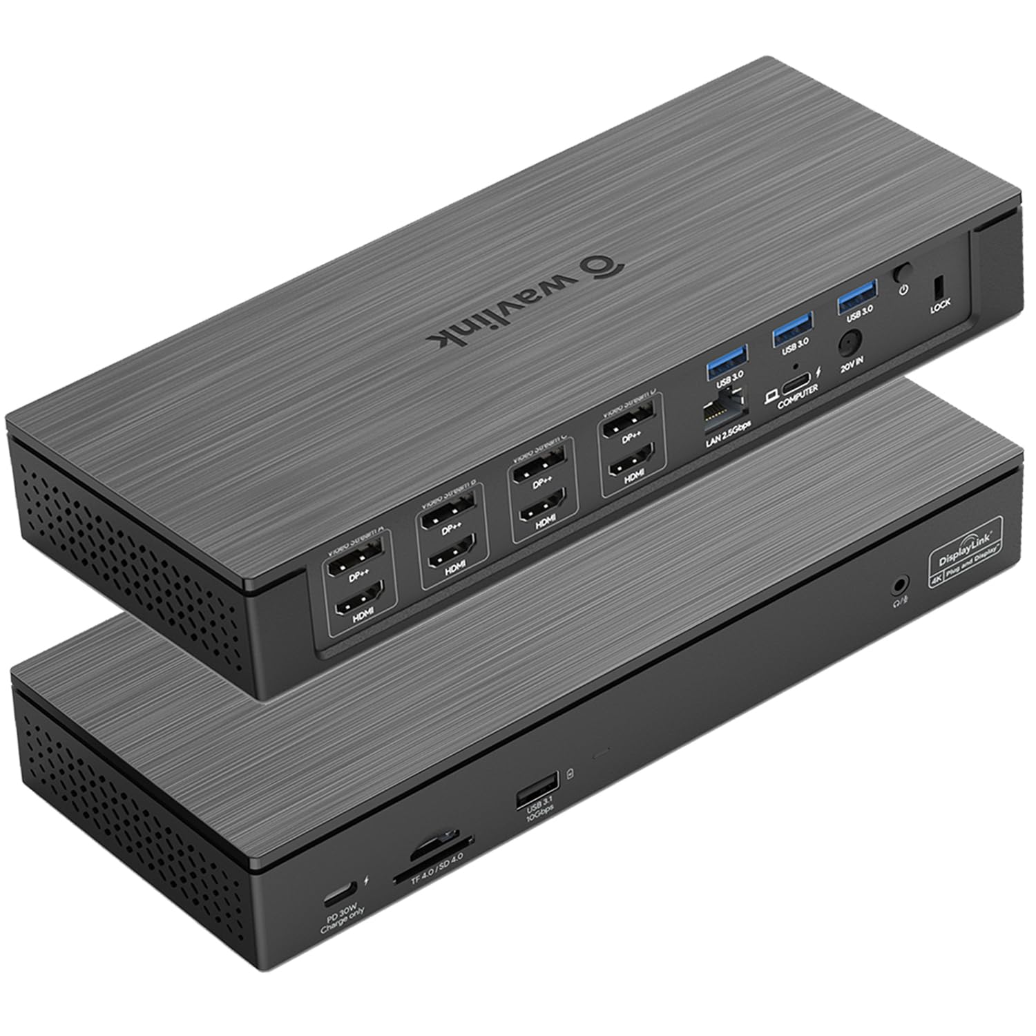 WAVLINK DisplayLink USB C Docking Station for Laptop - 4 Monitor Support (5K/4K@60Hz), 100W PD Charging, Thunderbolt 3/4 Compatible for Windows & Mac (4 HDMI, 4 DP, SD 4.0, 2.5Gbps LAN) - Perfect for Home Office, Gaming & Multi-Tasking Workstations