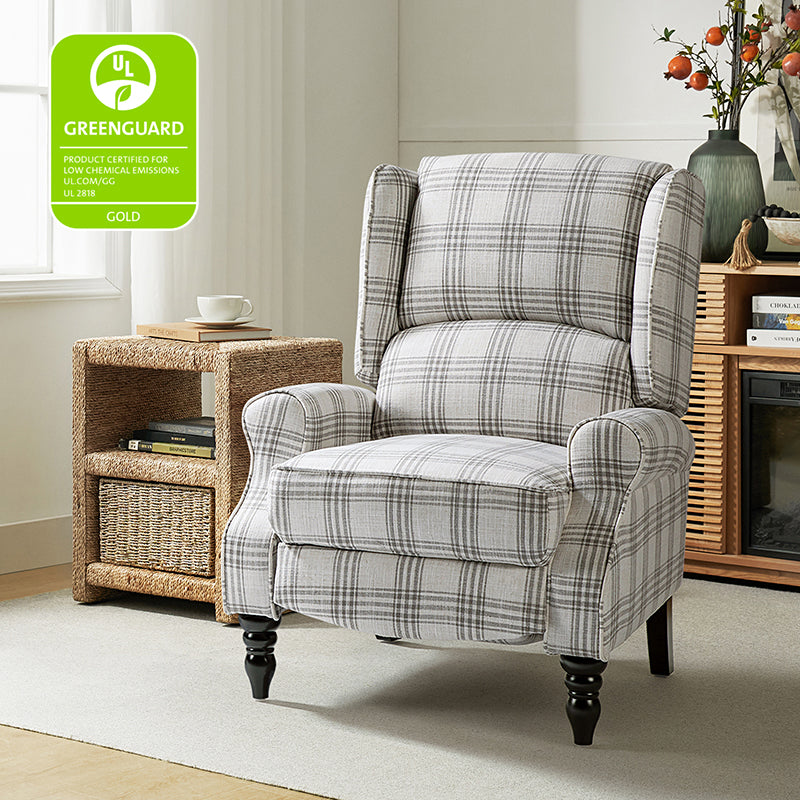 Erdeni Upholstered Manual Wingback Recliner Chair - Comfortable Living Room Armchair with Smooth Reclining Mechanism - Perfect for Home Theater, Reading Nook & Relaxation
