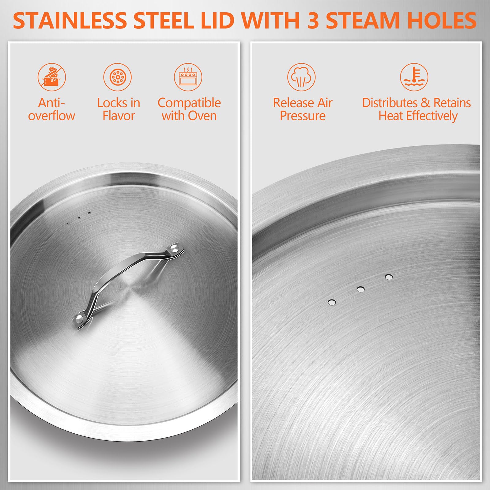24 Quart Stainless Steel Stock Pot with Lid - Heavy Duty Large Cooking Pot for Soup, Stew, Pozole & More - Induction Compatible Big Pot for Home & Commercial Kitchens - Perfect for Family Meals, Meal Prep & Catering