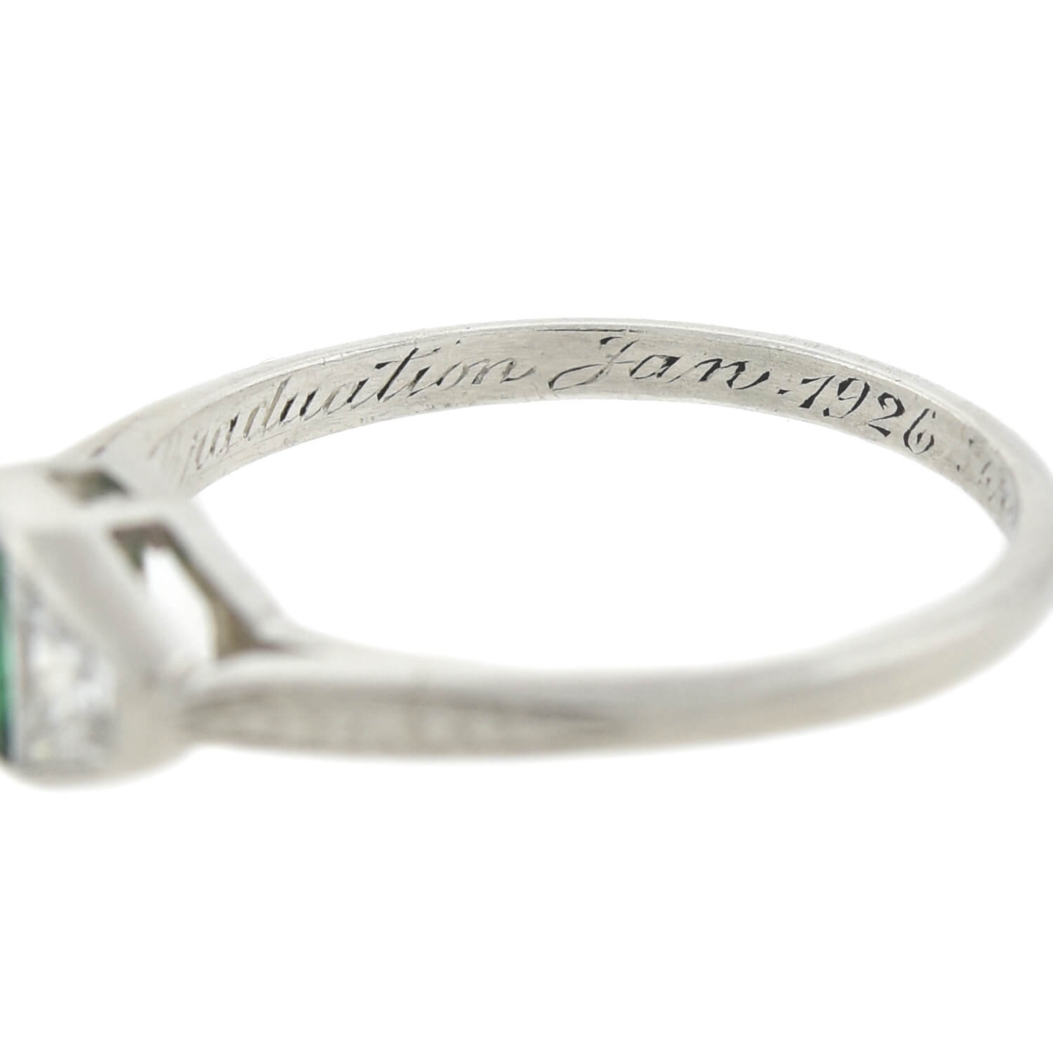 Vintage Edwardian Platinum Diamond and Emerald Ring - Elegant Antique Jewelry for Weddings, Engagements & Special Occasions