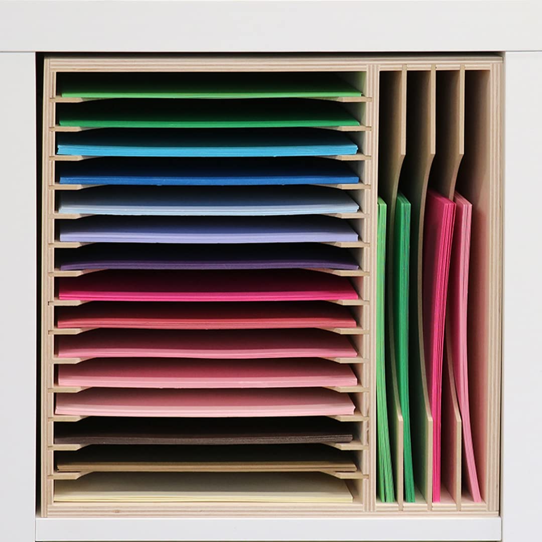 Stamp-n-Storage Paper Organizer for 8.5x11 Inch Documents - 19 Slot File Holder Compatible with IKEA Kallax Shelves | Perfect for Home Office, Classroom & Craft Room Organization