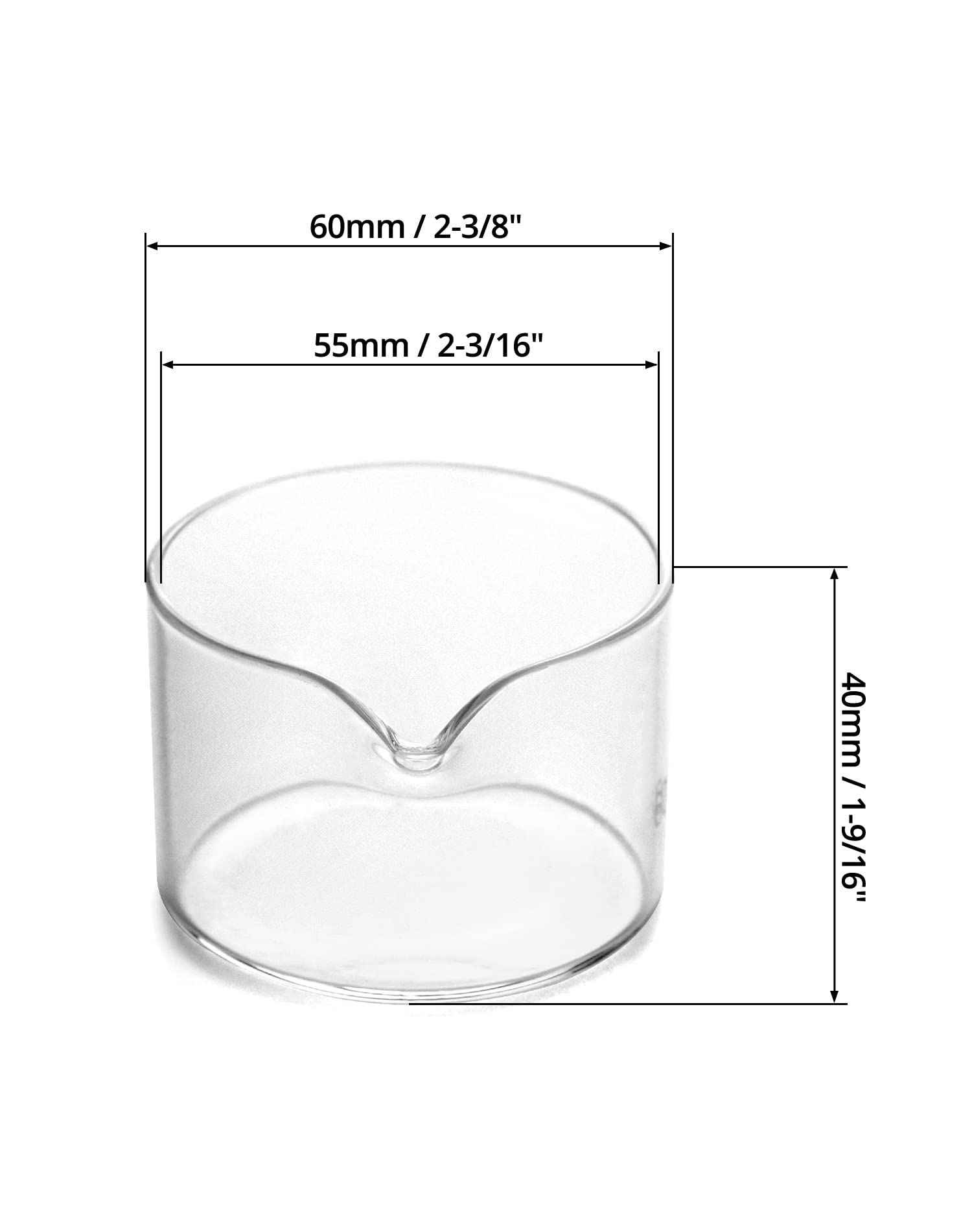 QWORK 50ml Crystallizing Dishes, 2 Pack Borosilicate 3.3 Glass Lab Dishes with Flat Bottom, Spout & Heavy Rim - Ideal for Chemistry Experiments, Science Classrooms, Home Labs, DIY Crafts & Kitchen Use