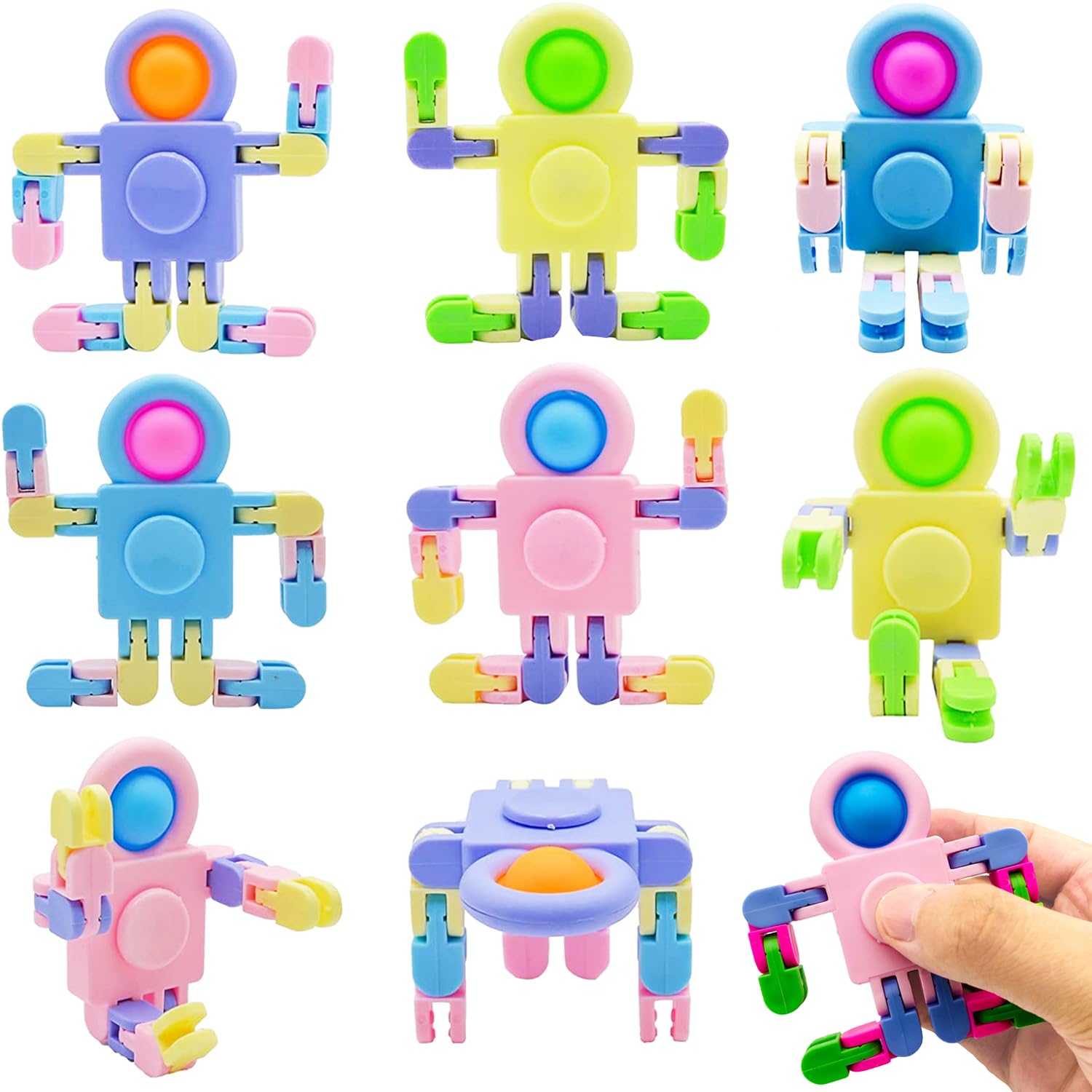 8 Pack Transformable Fidget Spinners - Stress Relief Toys for Kids & Adults with ADHD, Autism, Anxiety | Sensory Fidget Toys for Classroom, Office, Travel | Easter Gift & Party Favors for Boys & Girls