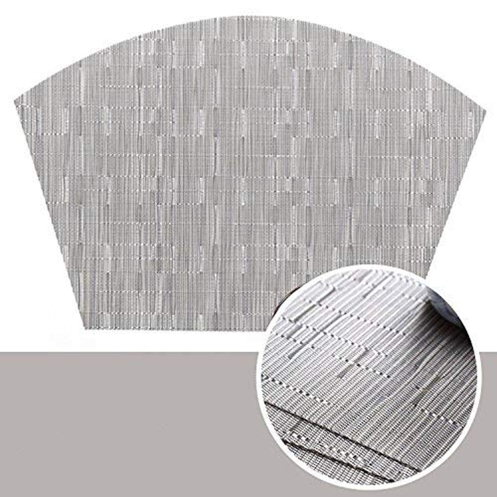 Premium Woven Vinyl Wedge Placemats Set - Heat Resistant & Easy Clean Round Dining Table Mats (1 Centerpiece + 6 Wedge Placemats, Silver) for Elegant Dinner Parties, Holiday Gatherings & Everyday Family Meals
