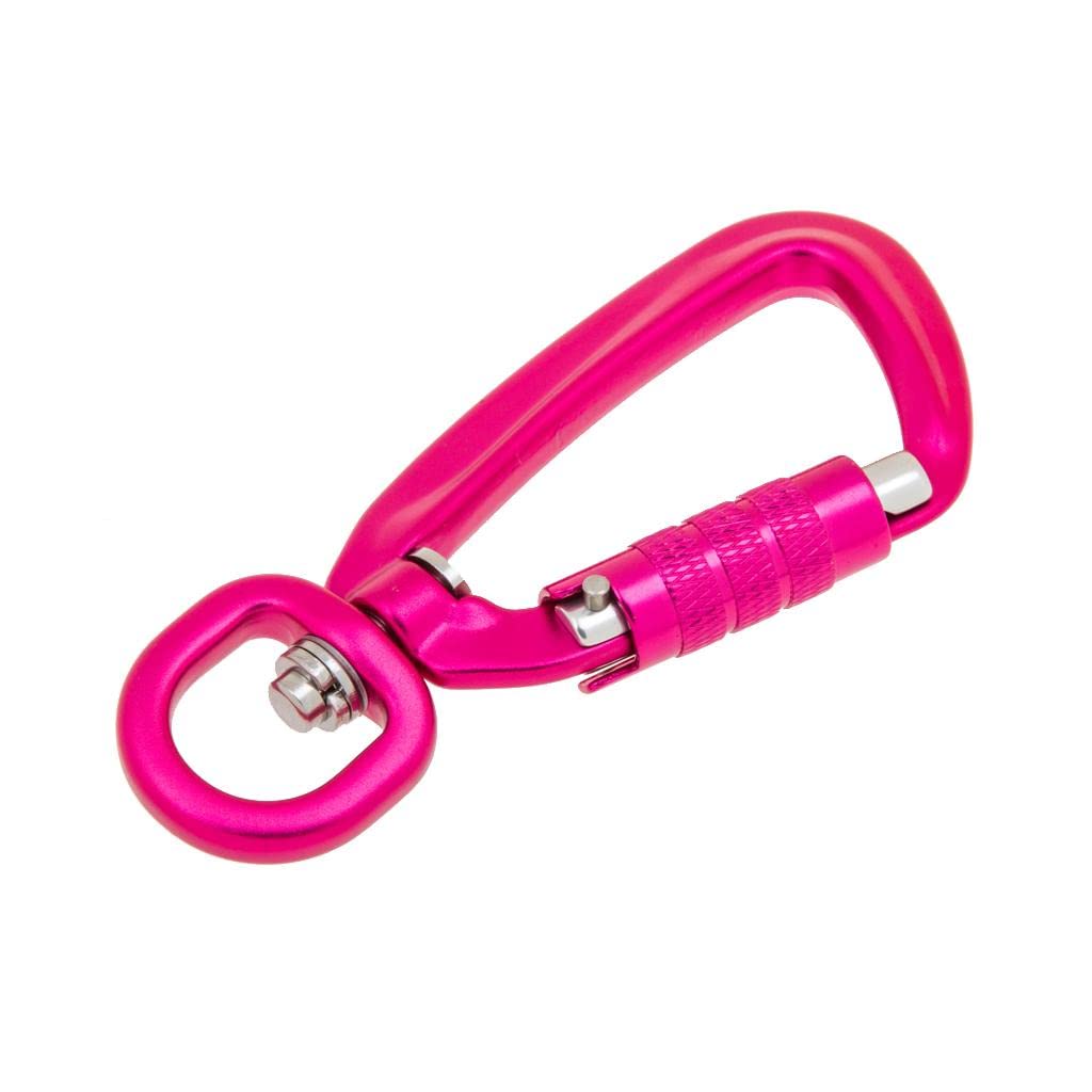 Self Locking Carabiner Clip - Heavy Duty D-Ring Keychain Hook with Rotating Ring for Outdoor Hiking, Camping, Hammock, Backpack & Gear Organization (2 Pack)