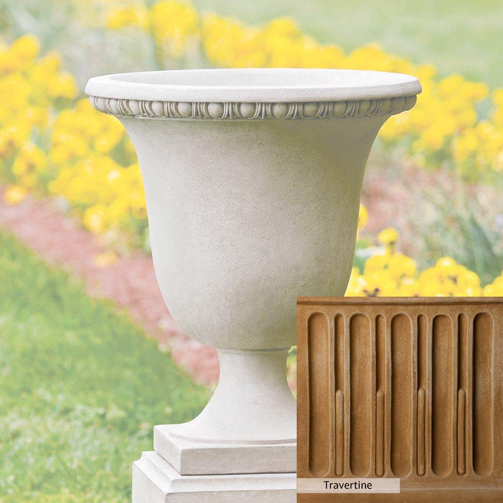 Campania International Williamsburg Egg and Dart Urn - Classic Garden Urn for Outdoor Decor, Patio, and Landscape Design | Elegant Resin Planter with Egg and Dart Motif