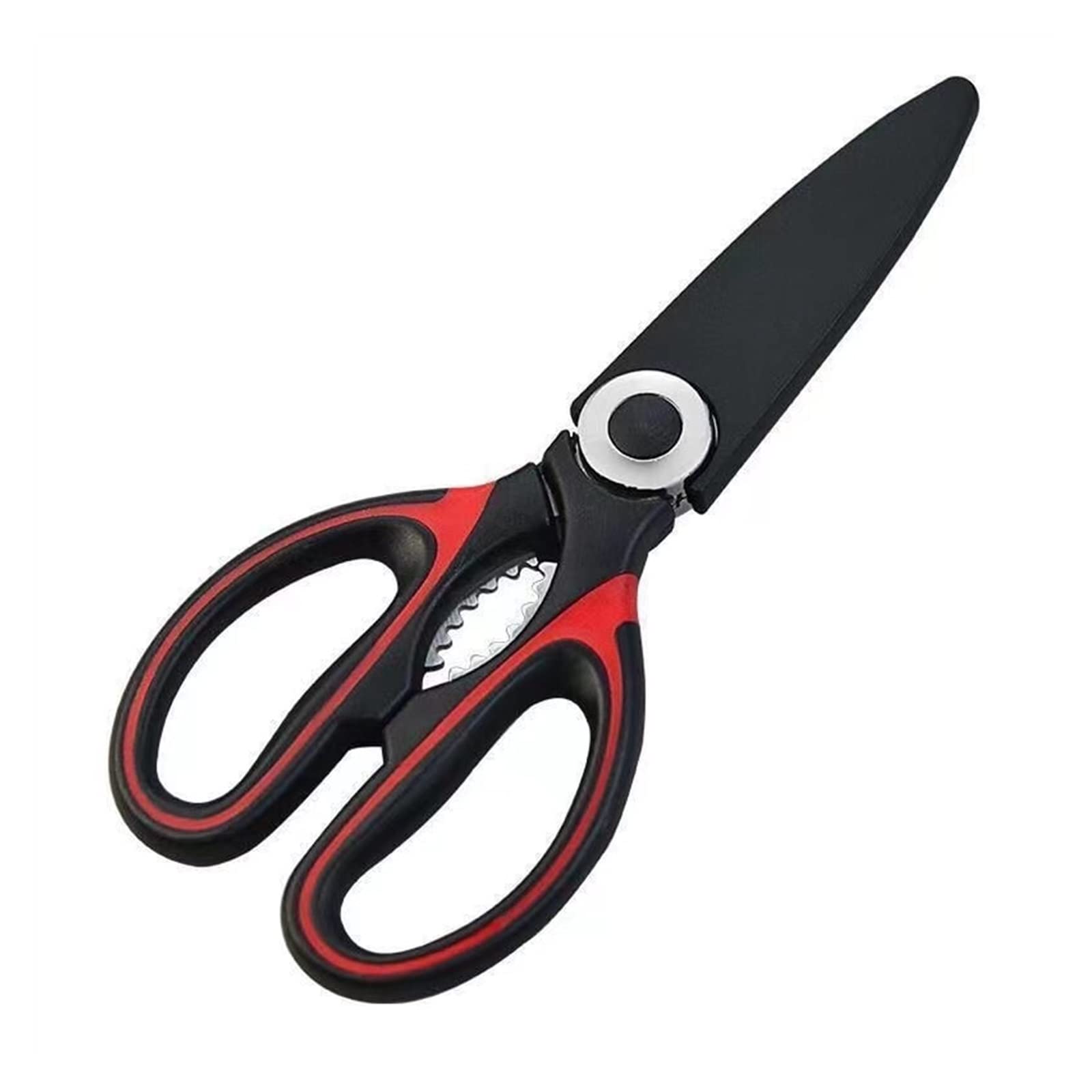BORSAD Kitchen Scissors - Heavy Duty Stainless Steel Shears for Cutting Chicken, Meat, Fish, Poultry, Vegetables, BBQ, Nuts & Flowers - Dishwasher Safe Red Shears for Home Cooking & Food Prep