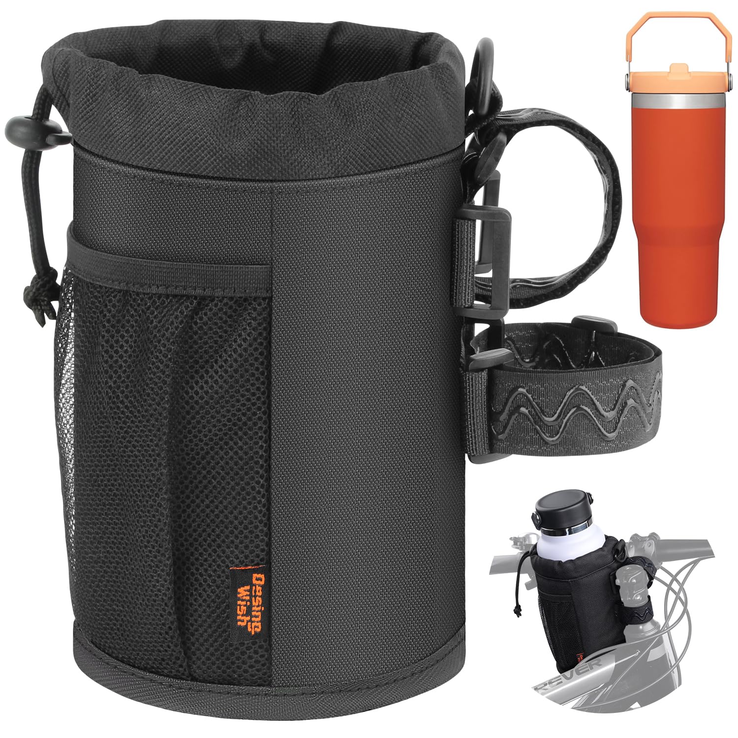 **32-40oz Insulated Bike Water Bottle Holder - Universal Design for Mountain, Road, eBike & Scooter - Non-Slip Straps & Multiple Installation Methods - Perfect for Cycling, Commuting & Outdoor Adventures**