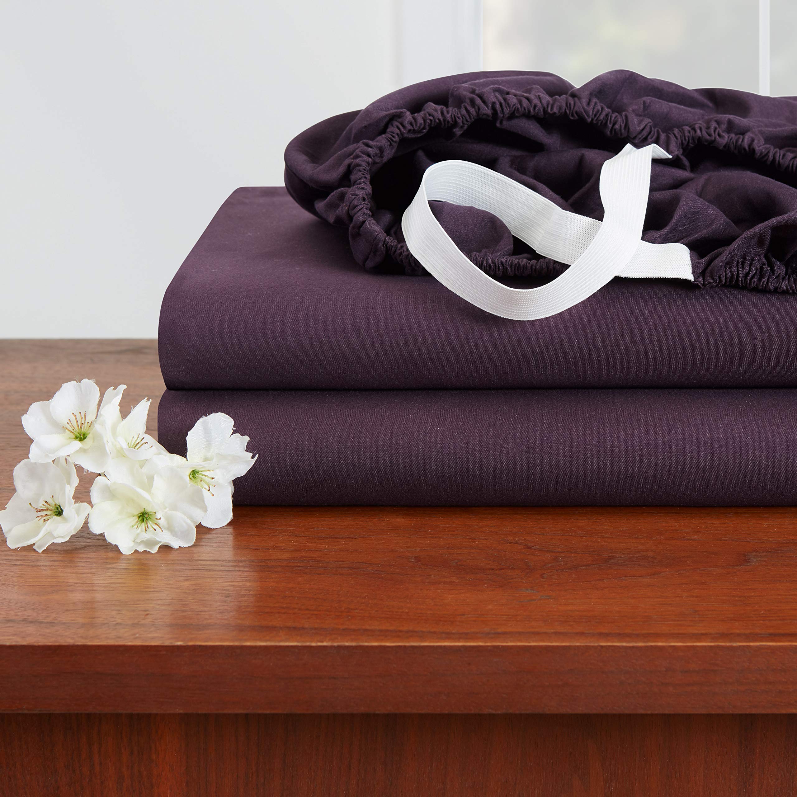 Empyrean Twin Sheets Set - 3 Piece Ultra Soft Microfiber Bedding - Double Brushed Luxury Hotel Quality Purple Eggplant Twin Size Sheets with Deep Pockets & Elastic Corners - Perfect for Guest Rooms, Dorms & Cozy Bedrooms