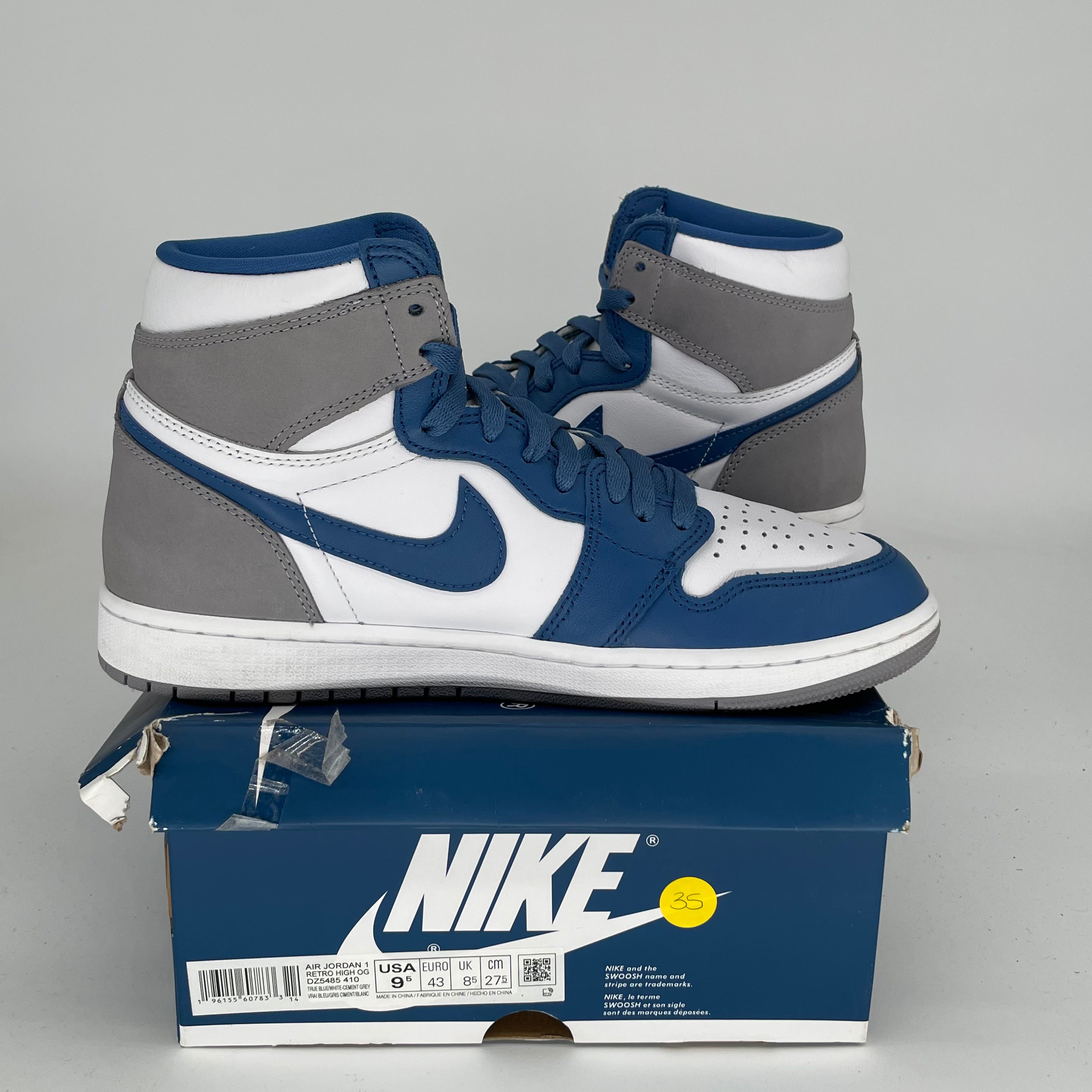 AIR JORDAN 1 TRUE BLUE Retro High OG Basketball Shoes - Men's Size 9.5 (DZ5485-410) - Authentic Sneakers for Streetwear, Sports & Casual Fashion