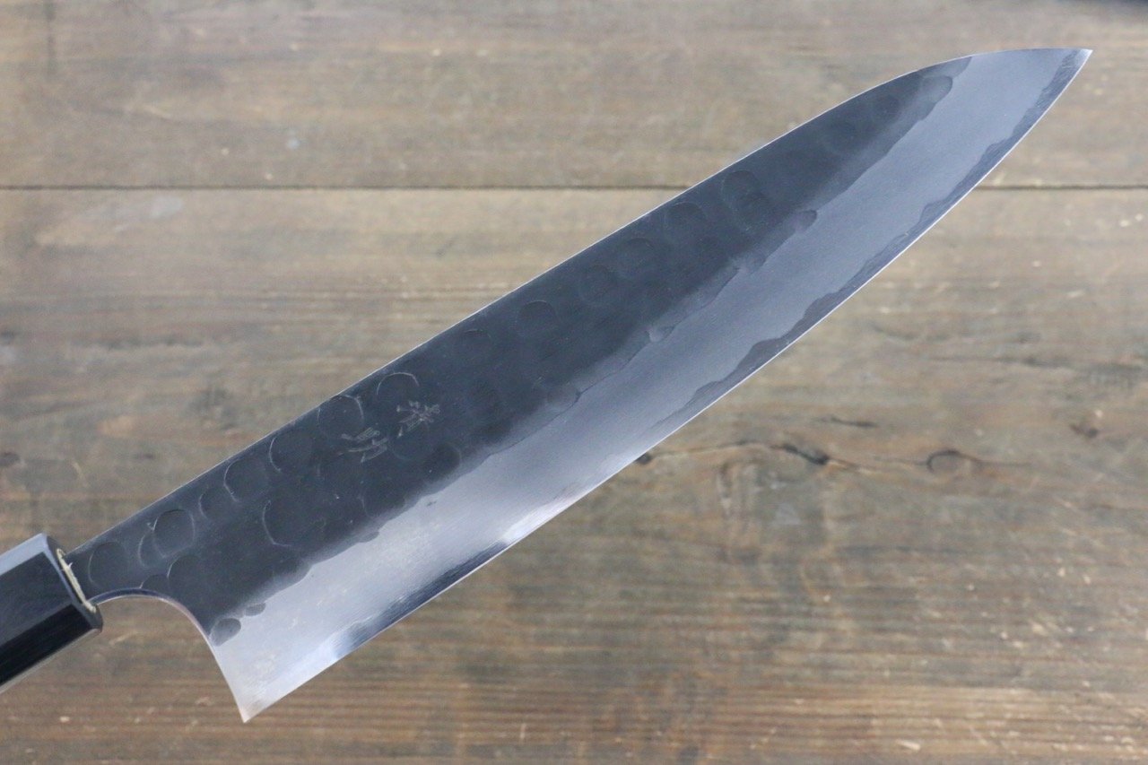 Premium Seisuke Blue Steel No.2 Hammered Kurouchi Gyuto Chef Knife 240mm - Japanese High Carbon Steel Kitchen Knife with Exquisite Shitan Handle - Perfect for Sushi, Meat Cutting & Professional Cooking