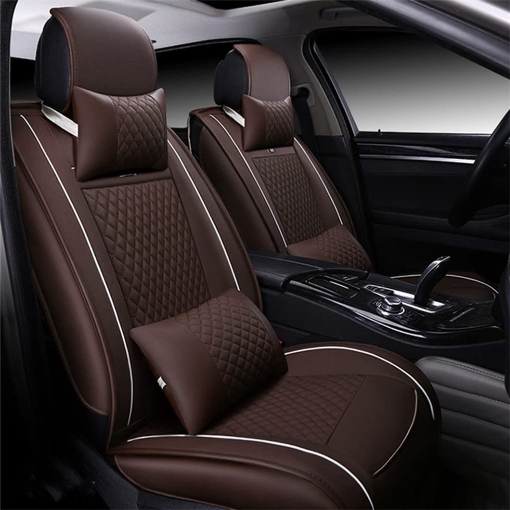 Premium Leatherette Car Seat Covers for Front Seats - 2-Piece Set, Dark Brown, Airbag Compatible Seat Protectors - Perfect for SUVs, Trucks & Sedans