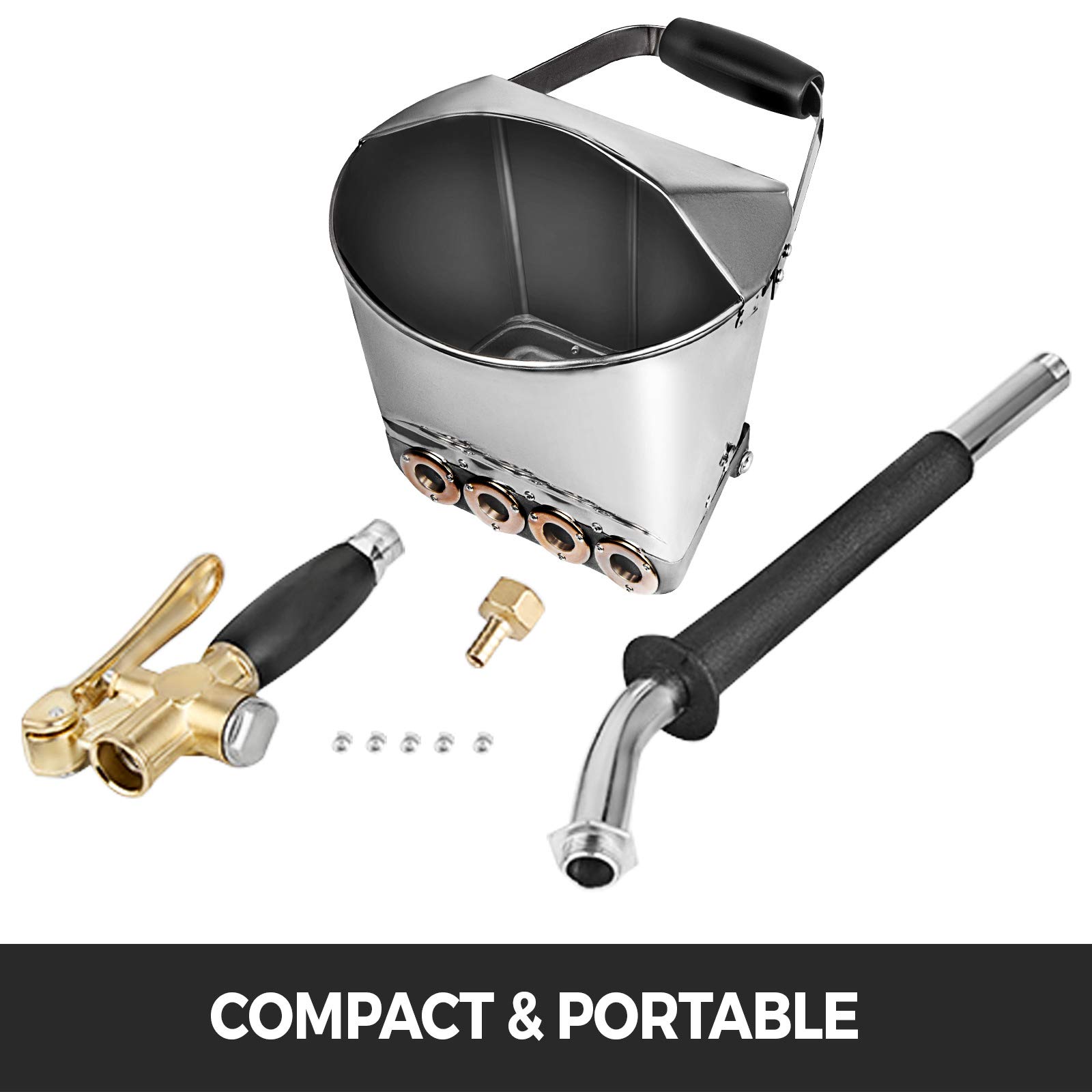 VEVOR 4-Jet Pneumatic Cement Mortar Spray Gun - Stucco Sprayer for Wall, Ceiling & Roof Painting - 80cm Concrete Spray Tool with Protective Cover (Ideal for Construction, DIY Home Renovation & Professional Contracting Projects)