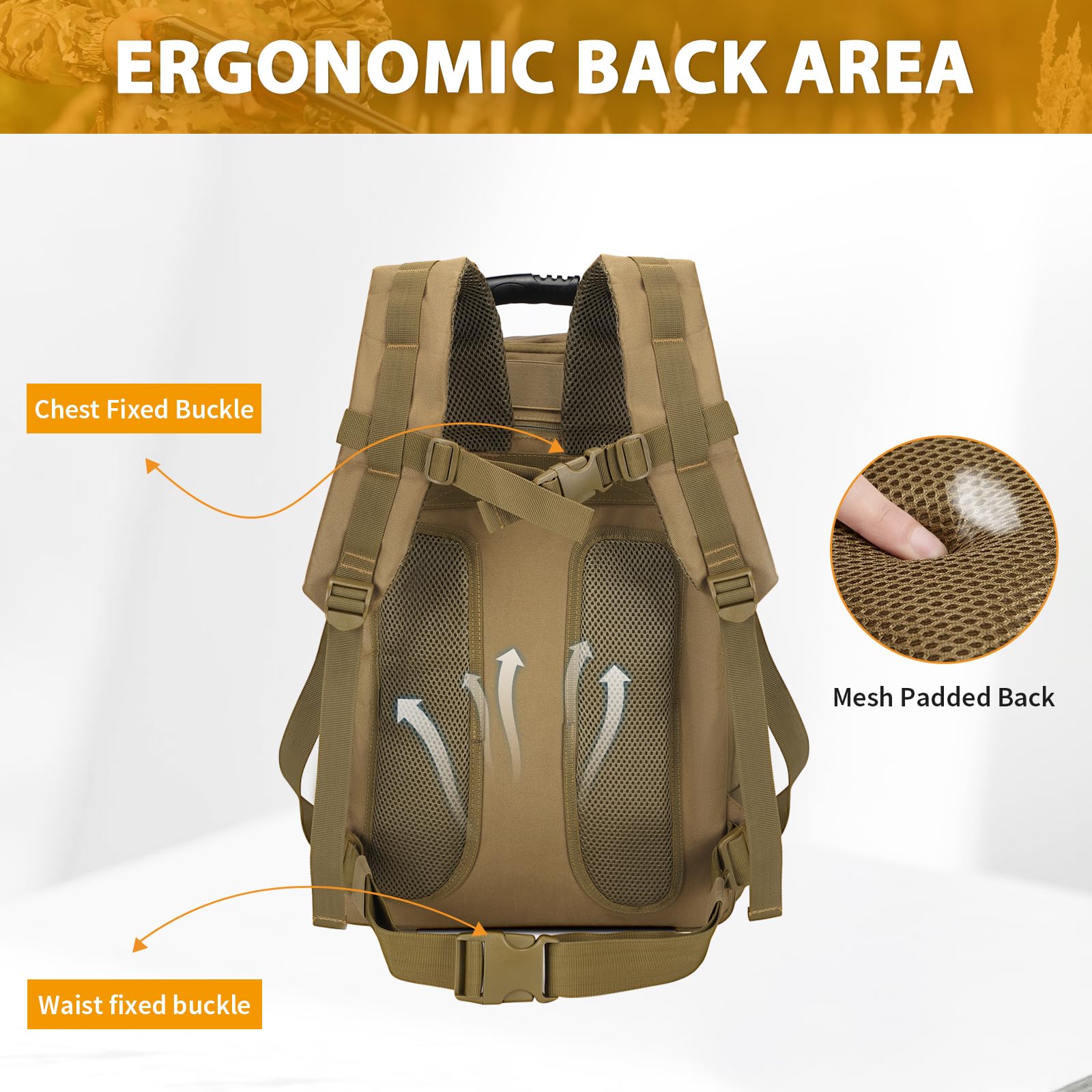 HUNTVP 30L-50L Military Tactical Backpack - Large Capacity Hiking Backpack for Men & Women - Waterproof Travel Backpack for Trekking, Camping, School, Fishing & Outdoor Adventures | Perfect for Weekend Getaways, College Commutes & Mountain Expeditions