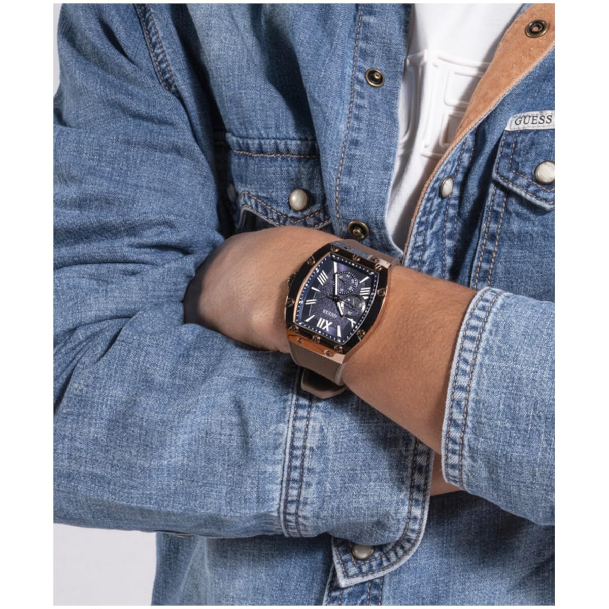 GUESS Men's 43mm Stainless Steel Chronograph Watch with Date Display - Water Resistant, Fashionable Dress & Casual Timepiece for Business, Office & Everyday Wear