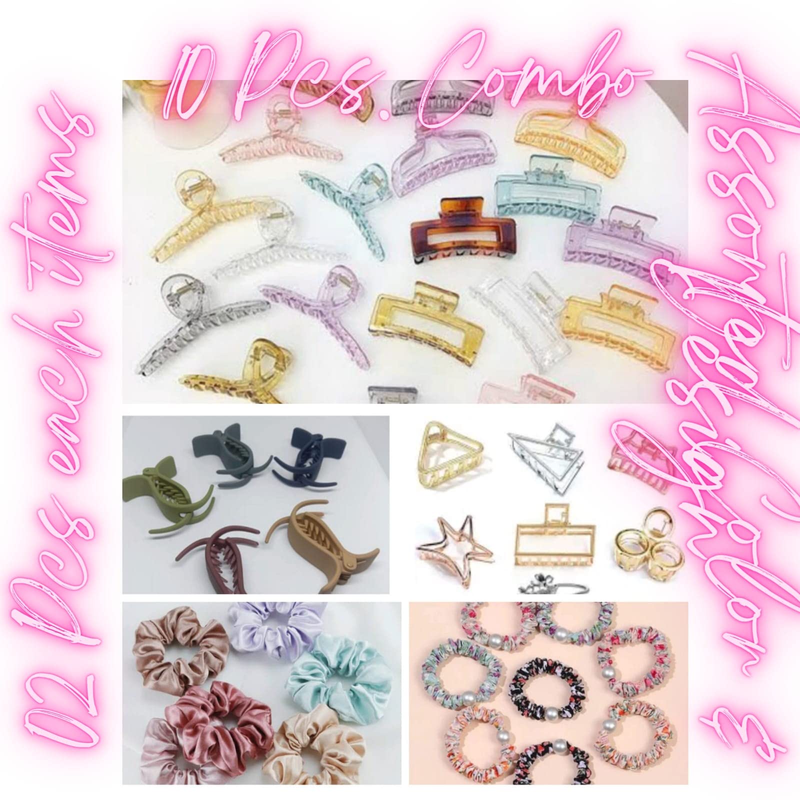 Snowpearl 10-Piece Hair Accessories Set – Large Hair Claws, Medium Metal Clips, Fish Tail Clips, Pearl Headband, Satin Scrunchies for Women & Girls – Perfect for Parties, Weddings & Everyday Styling