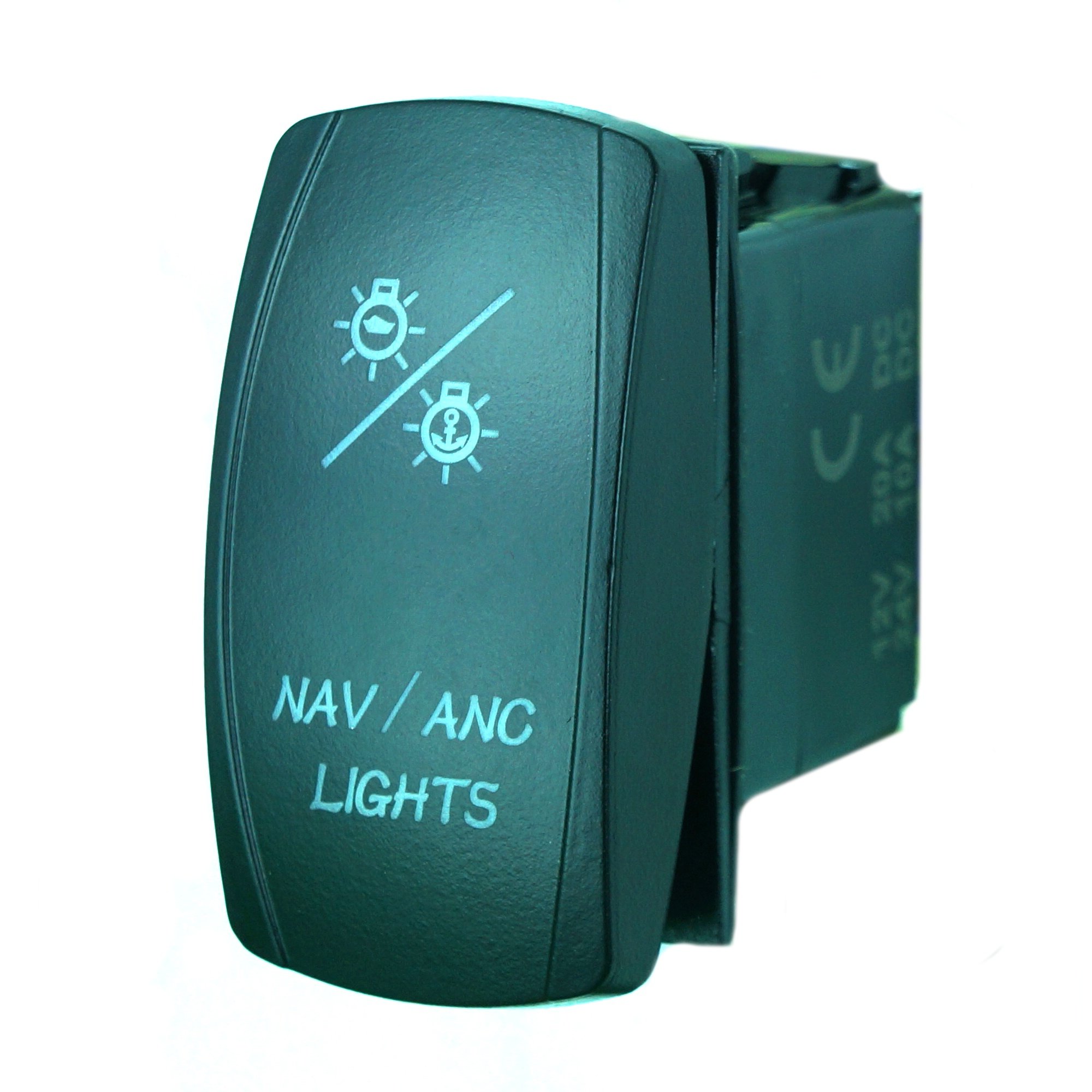 STVMotorsports Laser Green Rocker Switch 20A 12V ON/OFF LED Light for Boat, Truck & Off-Road Vehicles - Perfect for Navigation and ANC Lights Installation