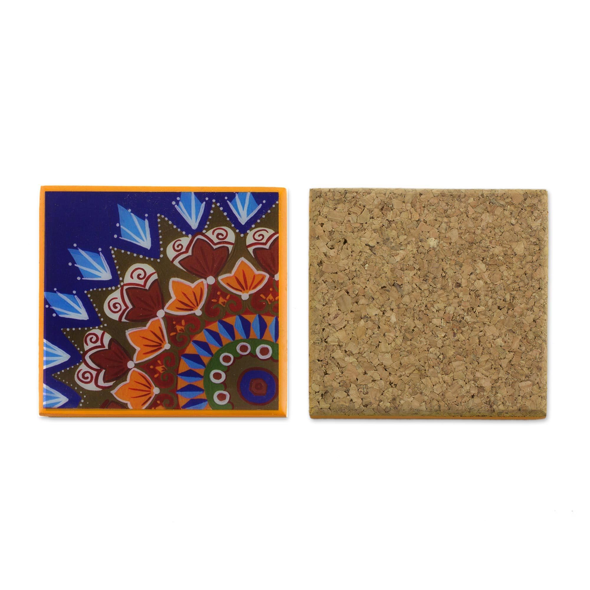Novica Handmade Wood Coasters - Set of 6 Natural Wood Drink Coasters for Coffee Table, Bar, Home & Office Decor - Perfect for Protecting Surfaces from Hot & Cold Beverages