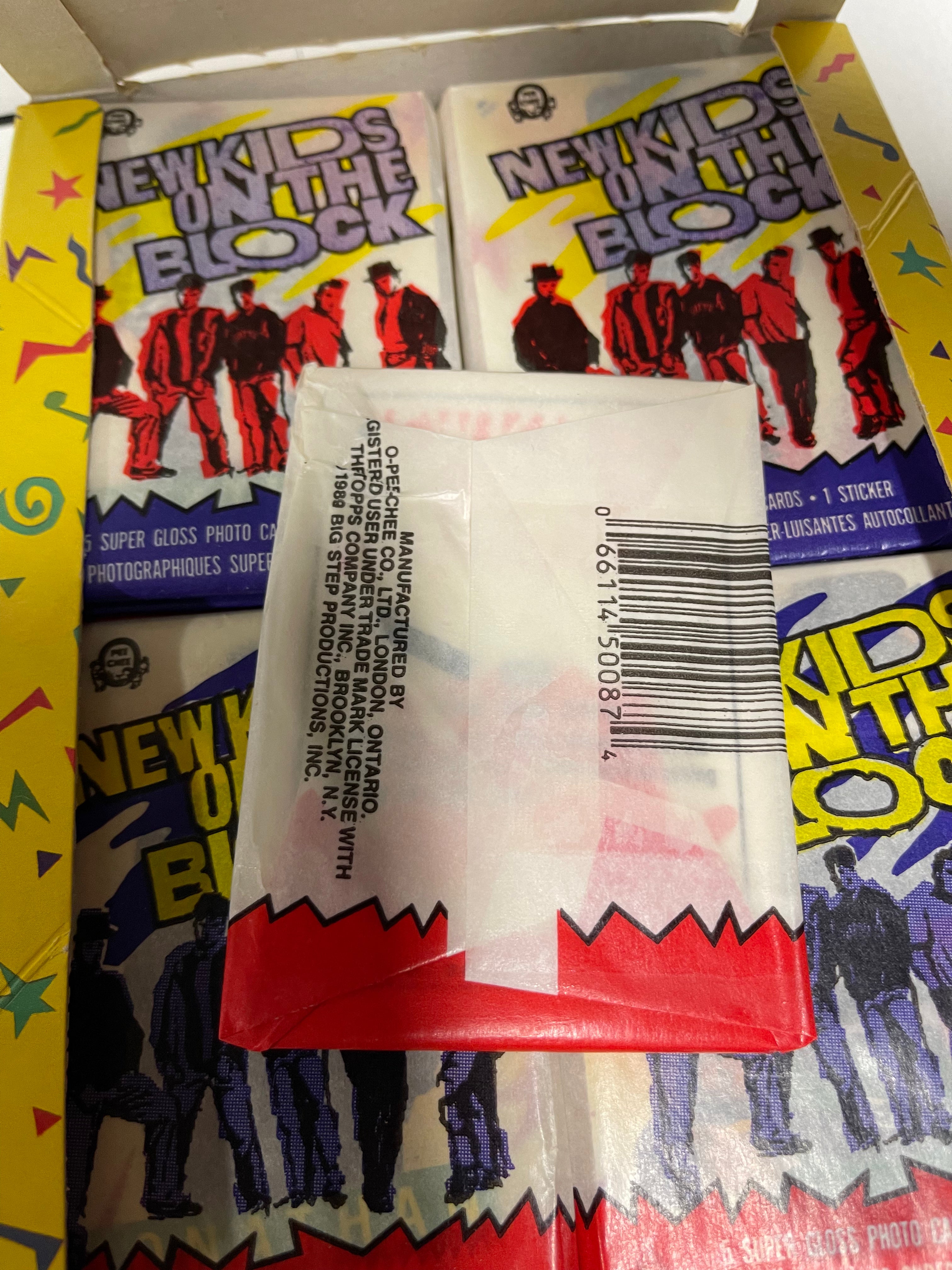 1989 O-Pee-Chee Canadian Version New Kids on the Block 31 Sealed Card Packs with Original Box - Rare Collectible Trading Cards for 80s Music Fans & Memorabilia Collectors