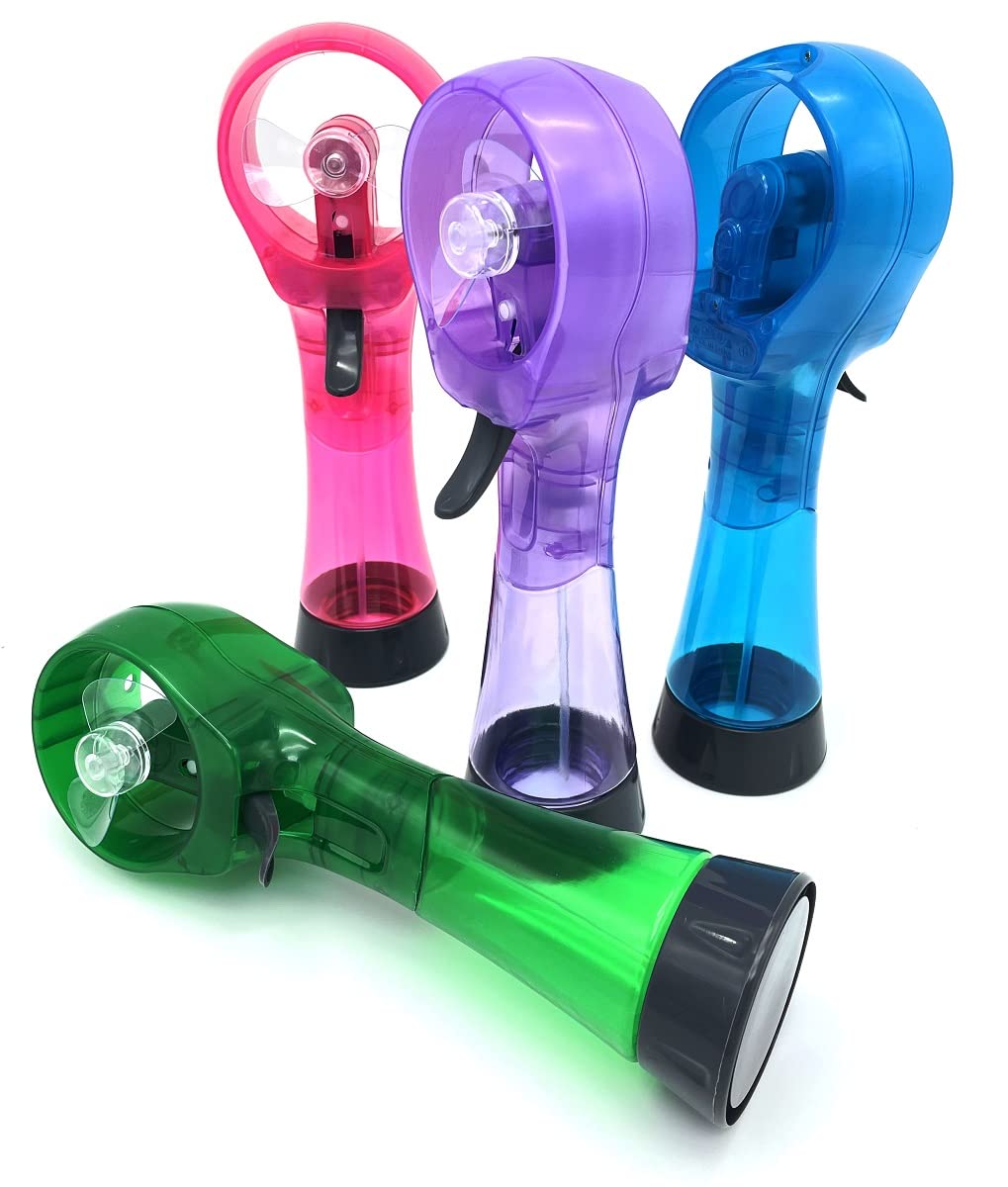 Portable Handheld Water Misting Fan - Battery Operated Cooling Fan for Outdoor, Patio, Camping & Travel - 3 Pack (Green, Purple, Sky Blue) - Perfect for Backyard BBQ, Beach Days & Summer Activities