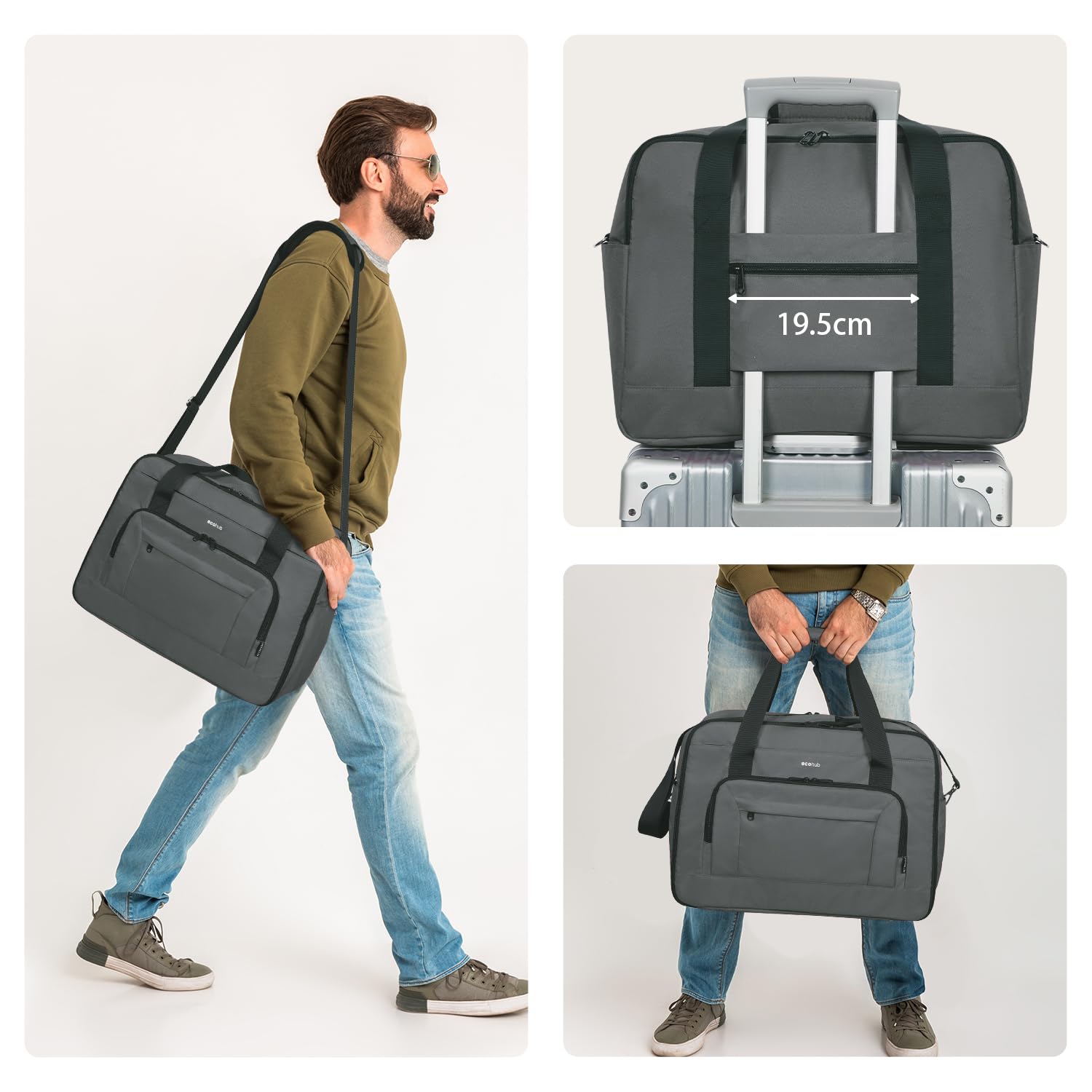 ECOHUB 30L Recycled PET Carry-On Luggage - 45x36x20cm Waterproof Travel Backpack with Laptop Compartment (Fits 18