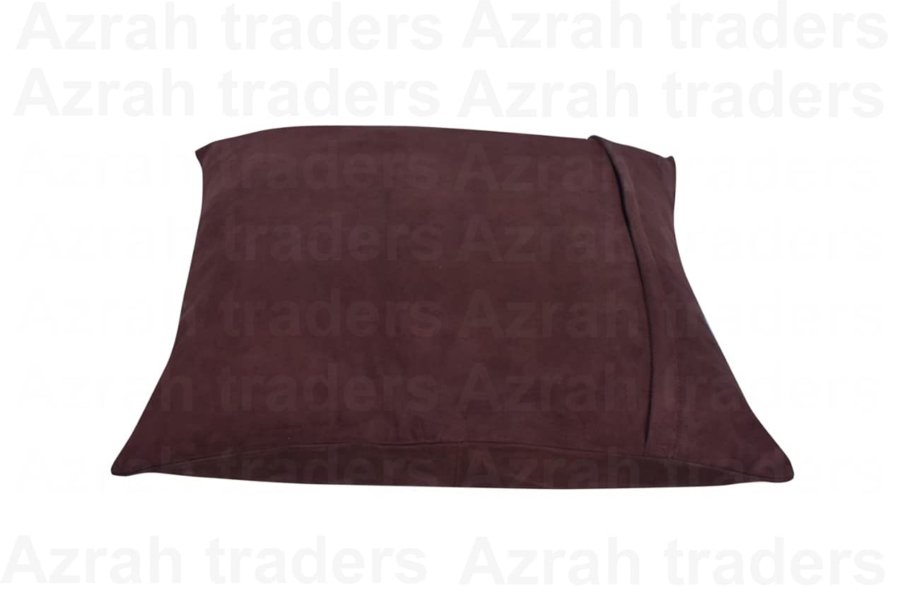 Premium Lambskin Suede Leather Pillow Cover Set of 2 - 16x16 Inch Sofa Cushion Case - Soft Decorative Throw Pillow Covers for Living Room, Bedroom & Home Decor - Rich Brown Luxury Pillowcases for Couches, Chairs and Interior Design