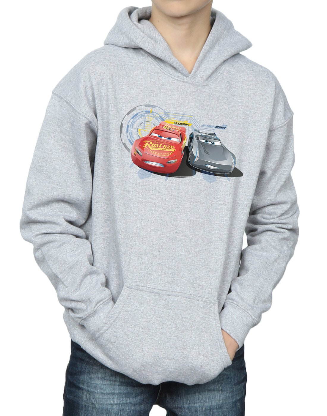 Disney Boys Cars Lightning McQueen vs Storm Hoodie - Sport Grey for Kids 5-6 Years | Cozy Pullover for Playdates, School & Outdoor Activities