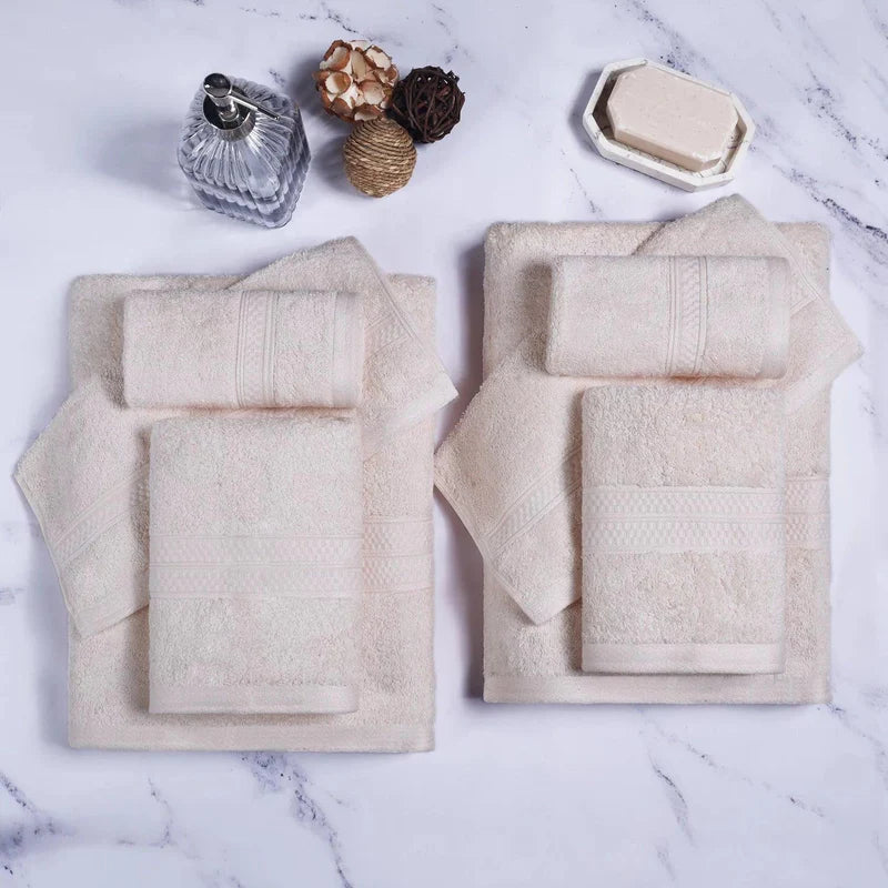 Ultra Soft Rayon Bamboo Cotton Blend 4-Piece Bath Towel Set | Premium Absorbent Quick-Dry Towels for Spa, Bathroom & Beach