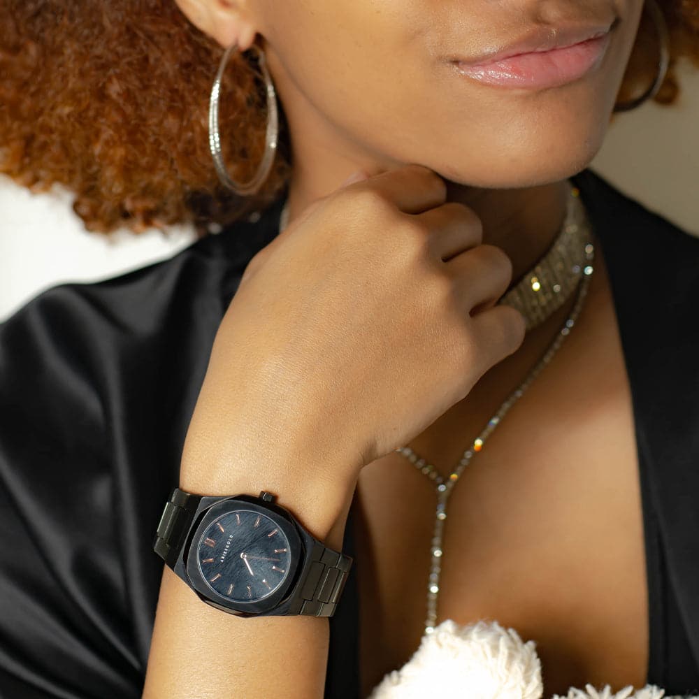 **Aries Gold Women's Watch - Limited Edition Black & Rose Gold | Elegant Dress Watch for Women, Perfect for Parties, Work & Everyday Wear**