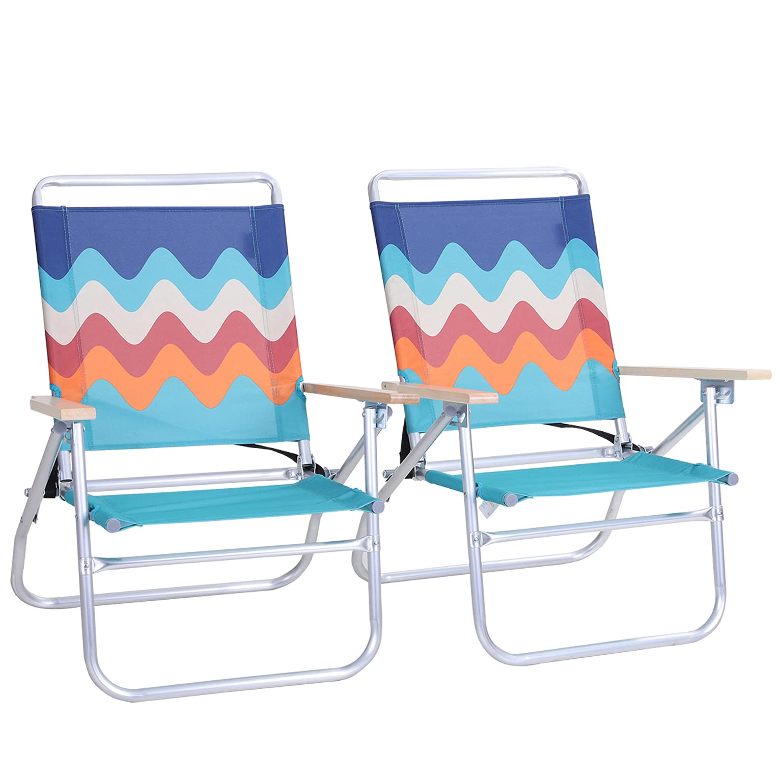 ALPHA CAMP 2-Pack Backpack Beach Chairs with Cooler Bag - 3-Position Adjustable, Foldable, Supports 250lbs - Perfect for Beach, Camping, Picnics & Outdoor Relaxation (Blue)