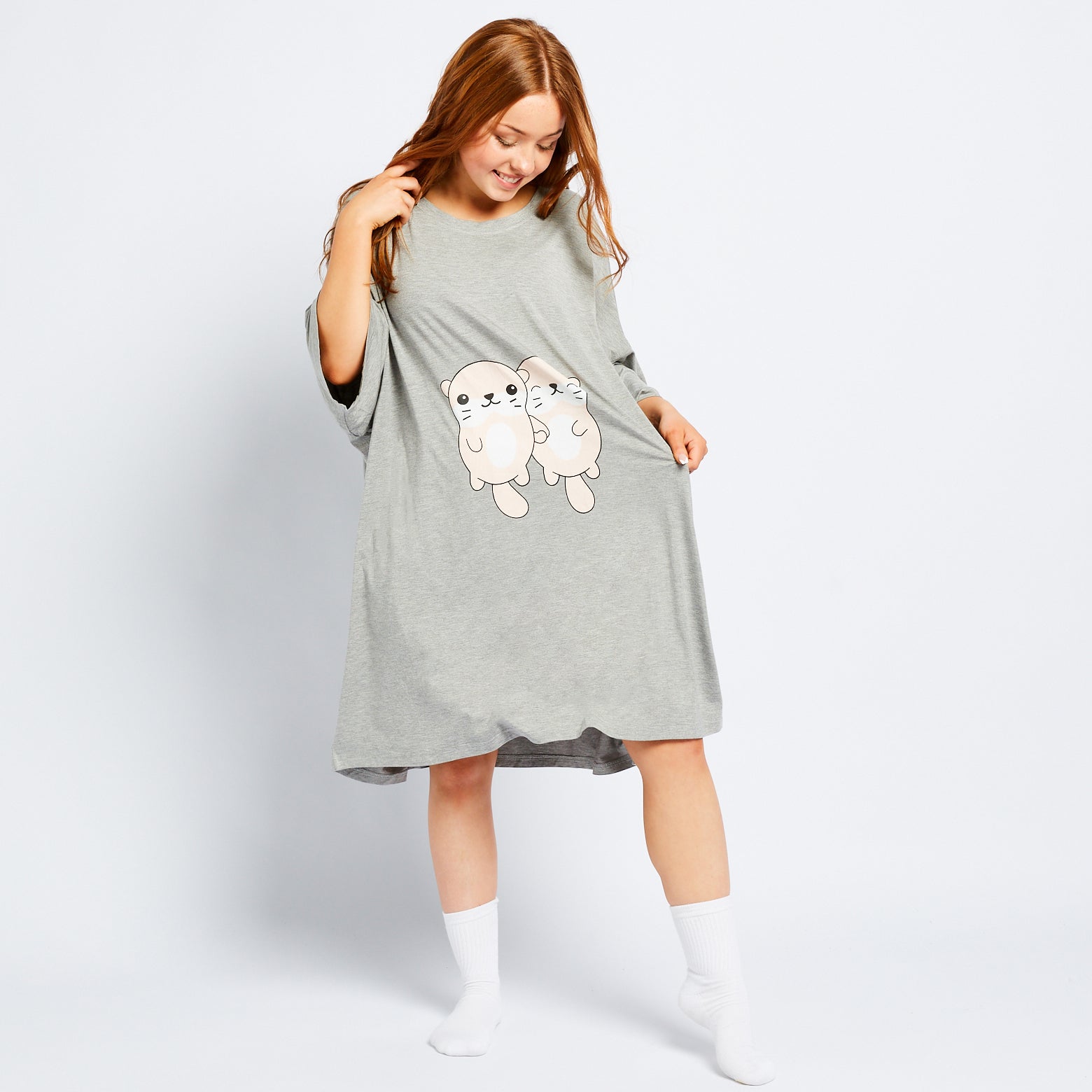 Otter Oodie Sleep Tee - Cozy Oversized Loungewear for Women & Men - Perfect for Sleeping, Relaxing at Home, and Casual Wear