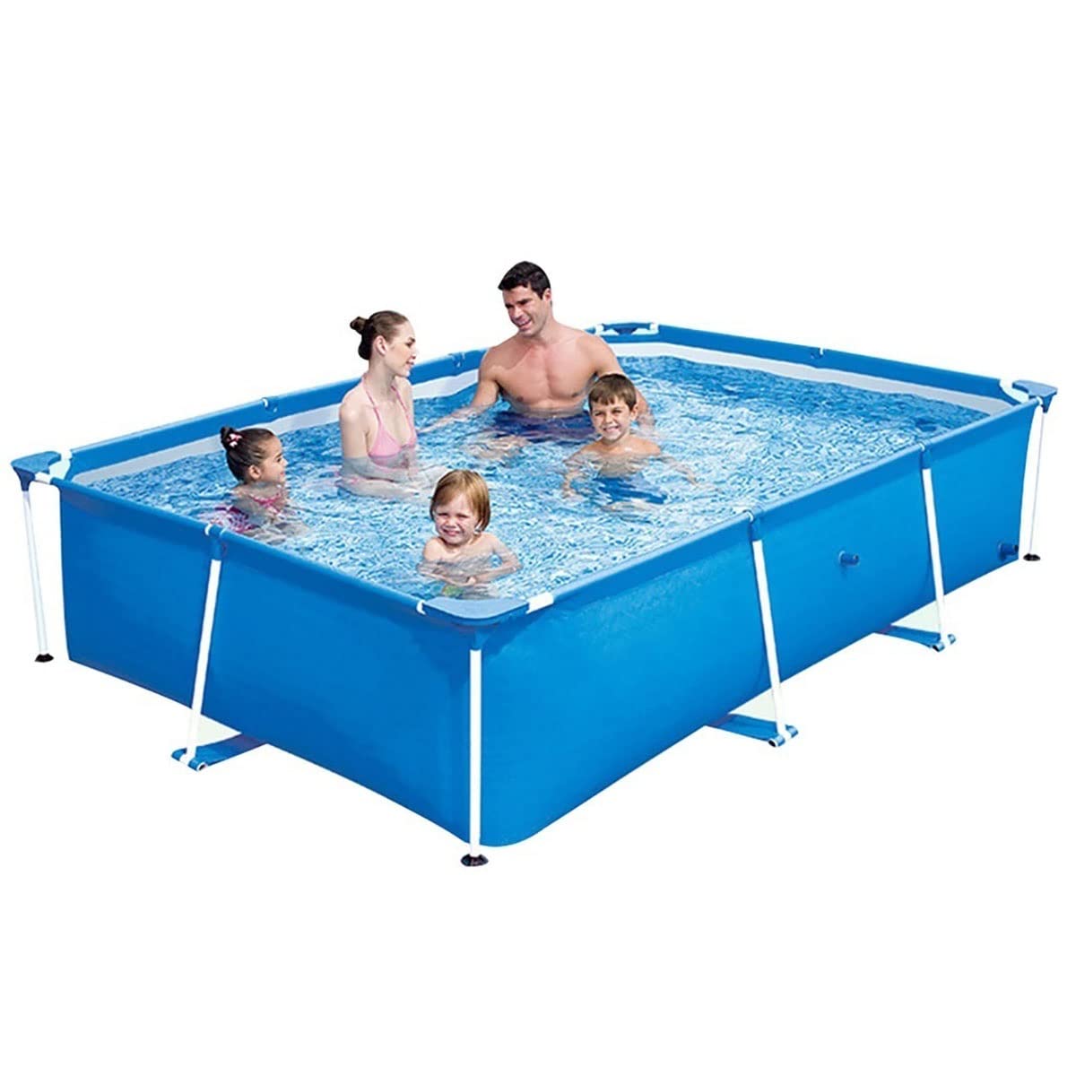 Above Ground Swimming Pool for Kids & Adults - Outdoor Rectangular Metal Frame Family Pool with Filter Pump | 71