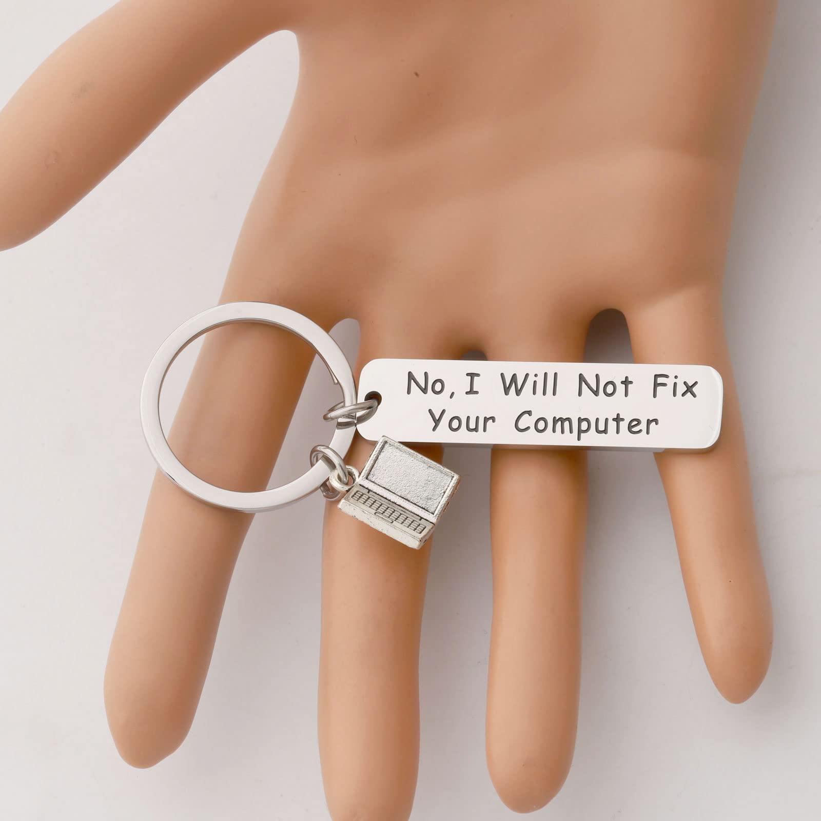 FUSTMW Programmer Keychain - 'No I Will Not Fix Your Computer' Funny Tech Gift for Developers & IT Professionals - Perfect for Coding Enthusiasts, Office Decor, and Geeky Gifts