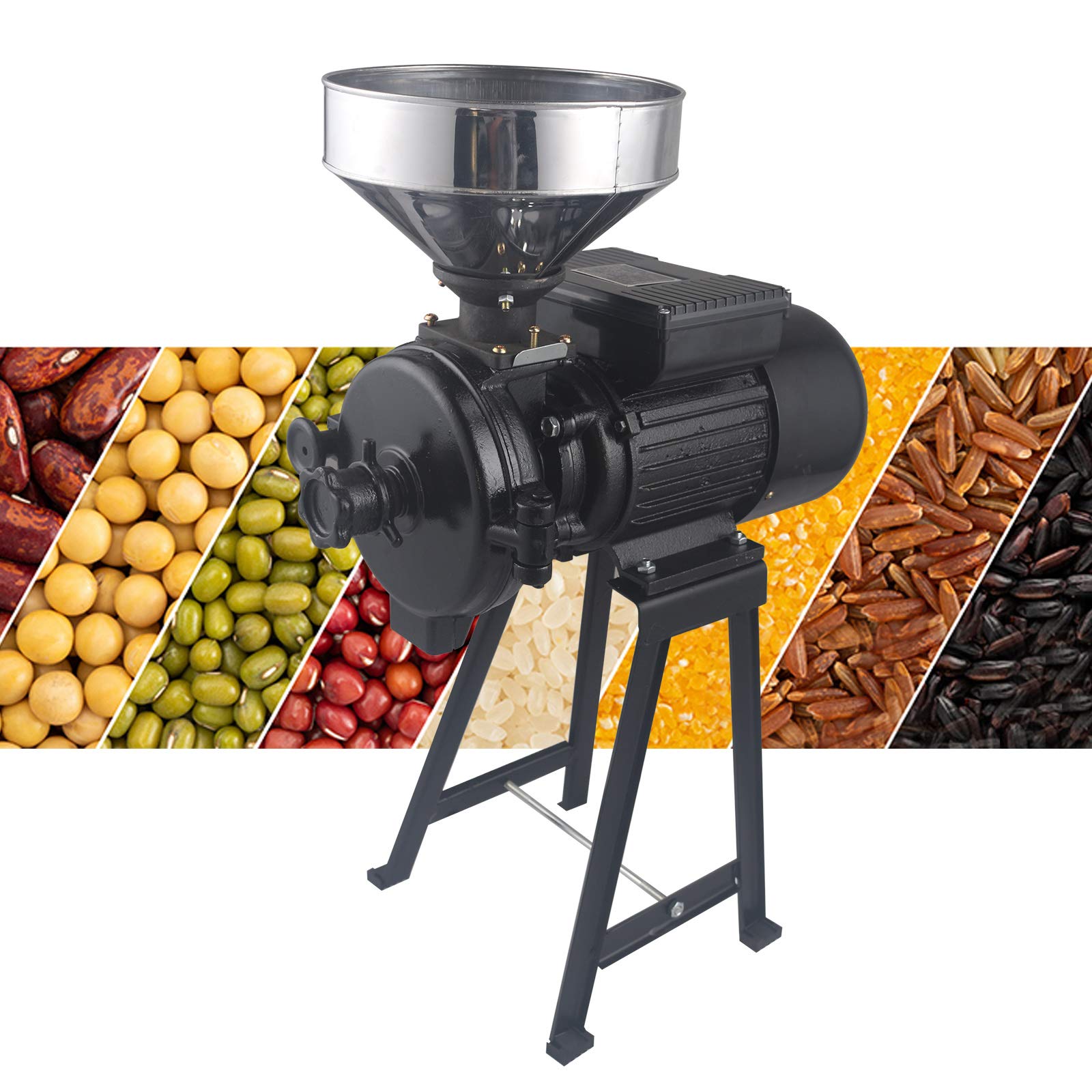 1500W Commercial Electric Grain Mill Grinder - 110V Flour Grinder Machine for Wheat, Corn, Coffee, Spices & Herbs | Perfect for Home Kitchens, Bakeries & Commercial Use | Grind Grains, Nuts & Dry Ingredients