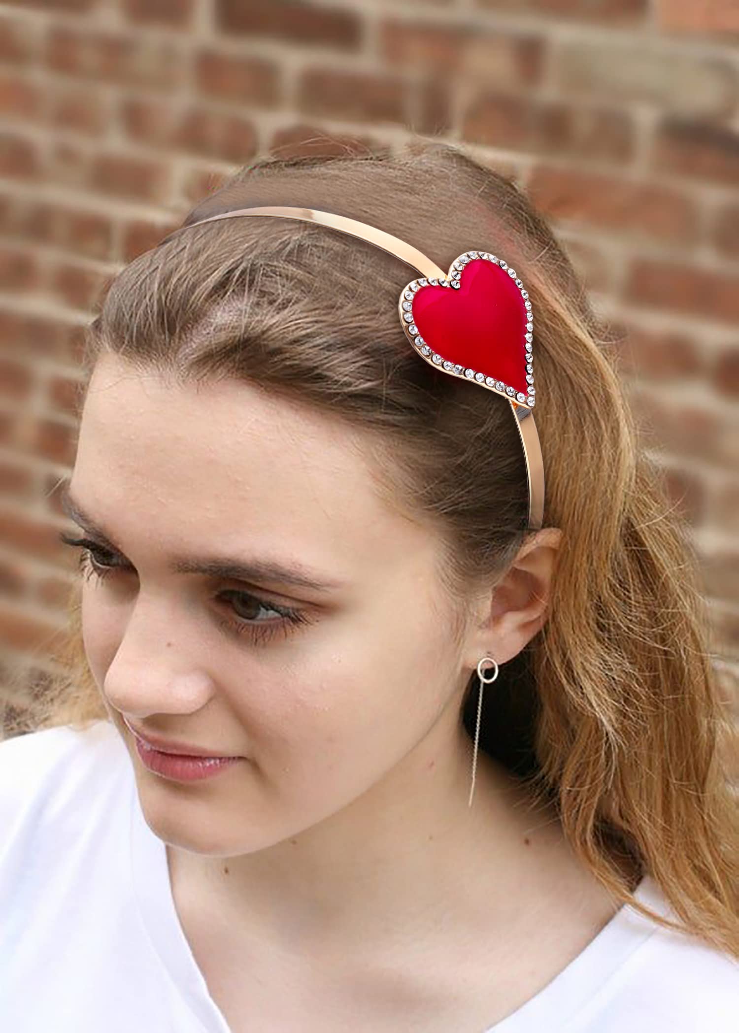 Sparkly Rhinestone Heart Headband for Women & Girls - Valentine's Day Enamel Hair Accessory for Parties, Weddings & Spring Events